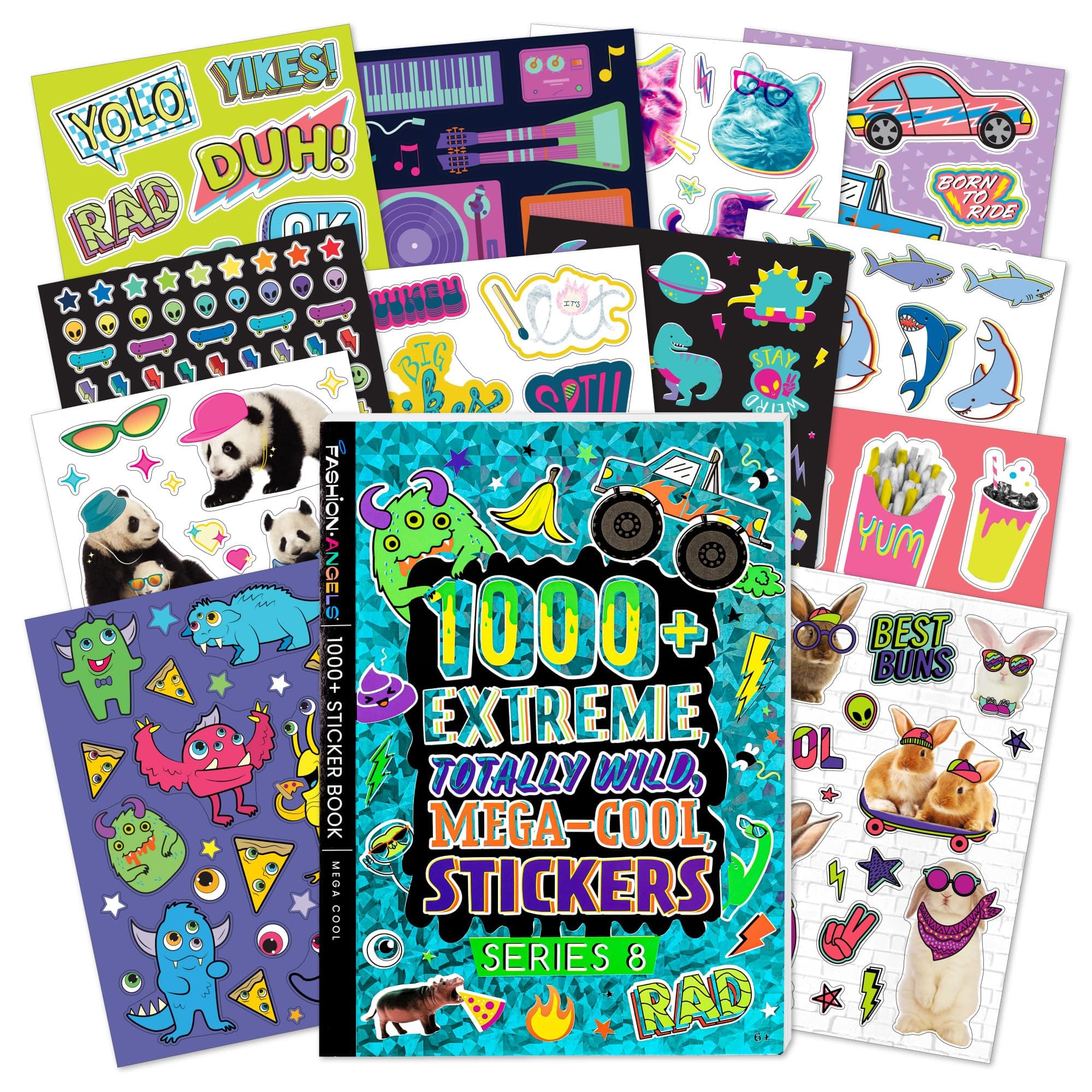 Fashion Angels MEGA Cool Sticker Book, Includes 1500+ Stickers from Sunglasses to Dinosaurs, Screen-Free Activity for Creativity, Ideal for Kids Ages 6 & Up