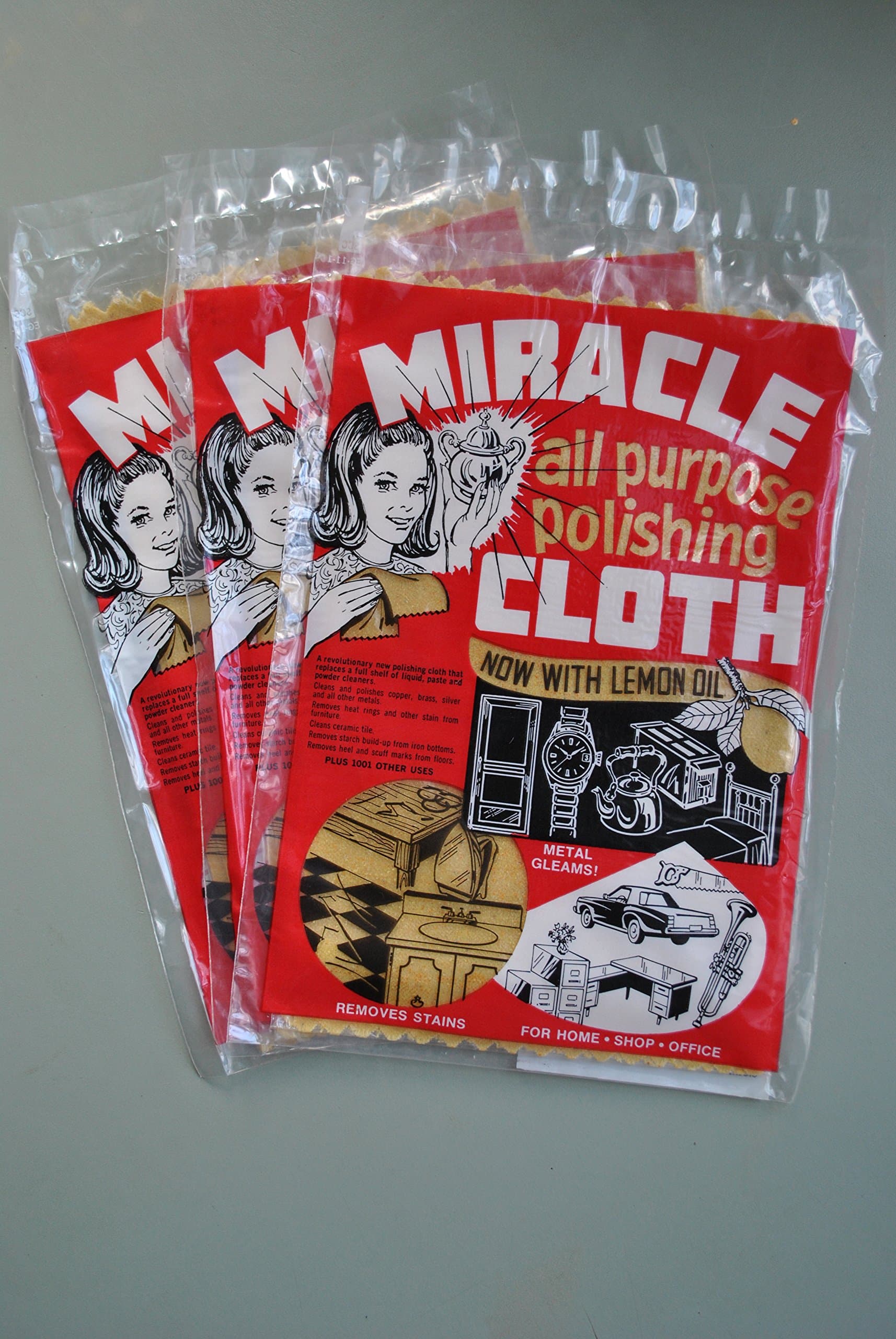 3 Pack of Miracle All Purpose Polishing Cloths, Lemon Oil Scent (3)