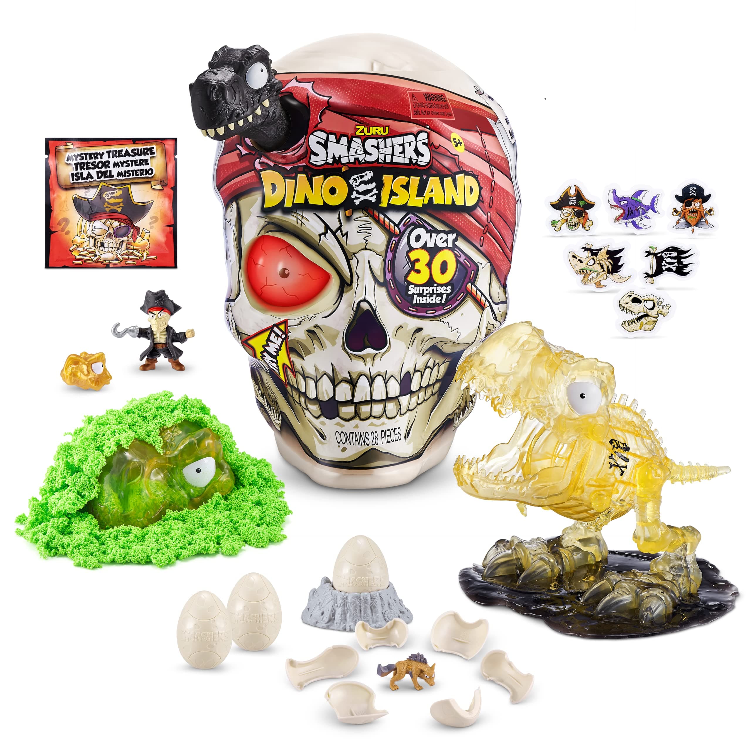 Dino Island Giant T-Rex Skull with 30+ Surprises and Mini Eggs, Dinosaur Discovery Toy, Age 5+