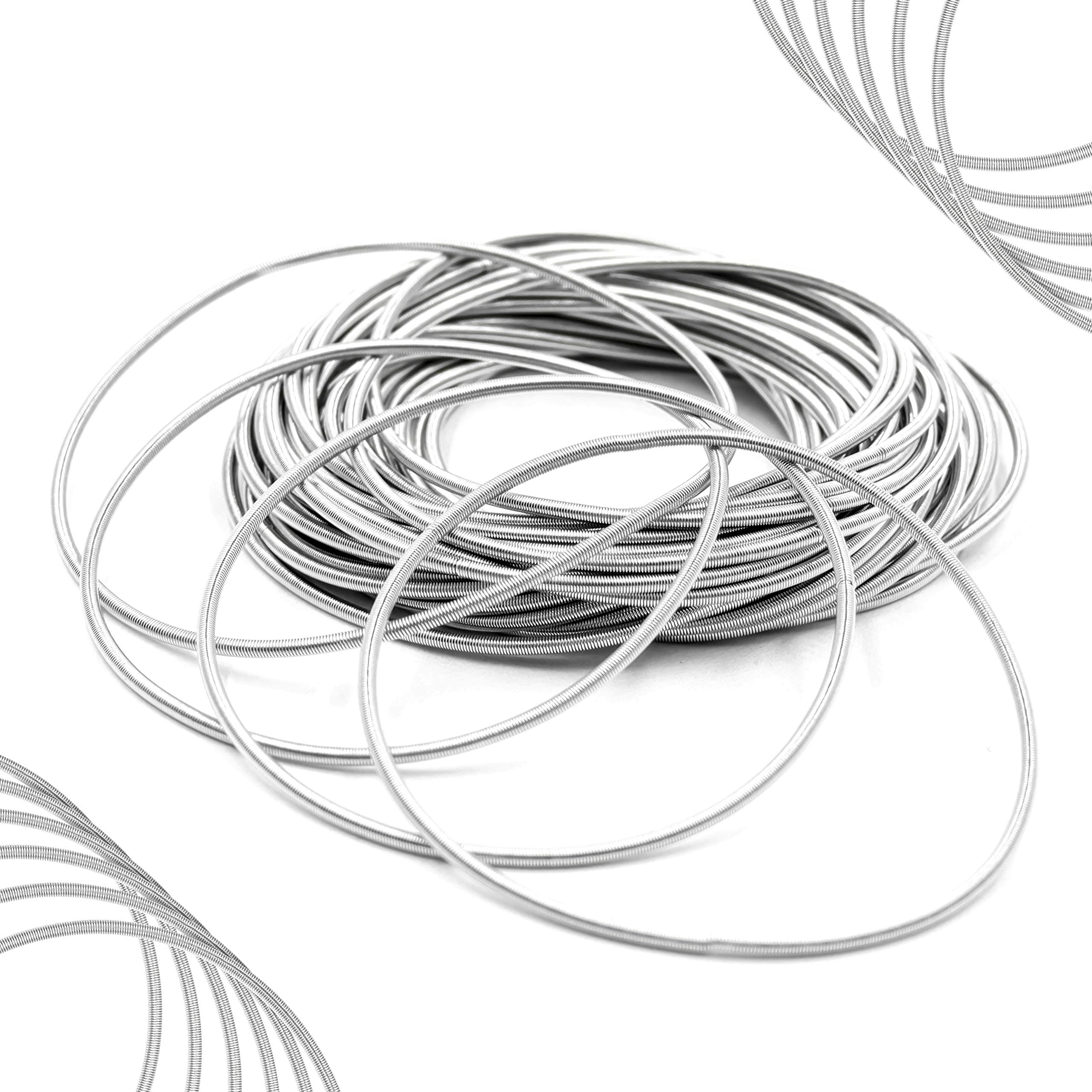 36 Guitar String Bracelets for Women, 2mm Silver Metal Bangle Bracelets for Women, Stackable Bracelets for Women, Spiral Bracelet, Womens Coil Jewelry Spiral Bracelet