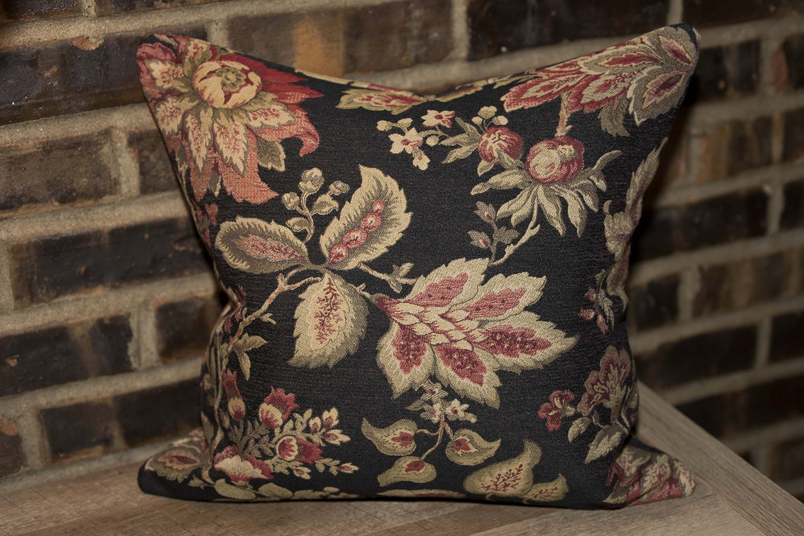 Coral Brown Floral Decorative Square Throw Pillow Cushion Cover Case, 18"x18" Inch