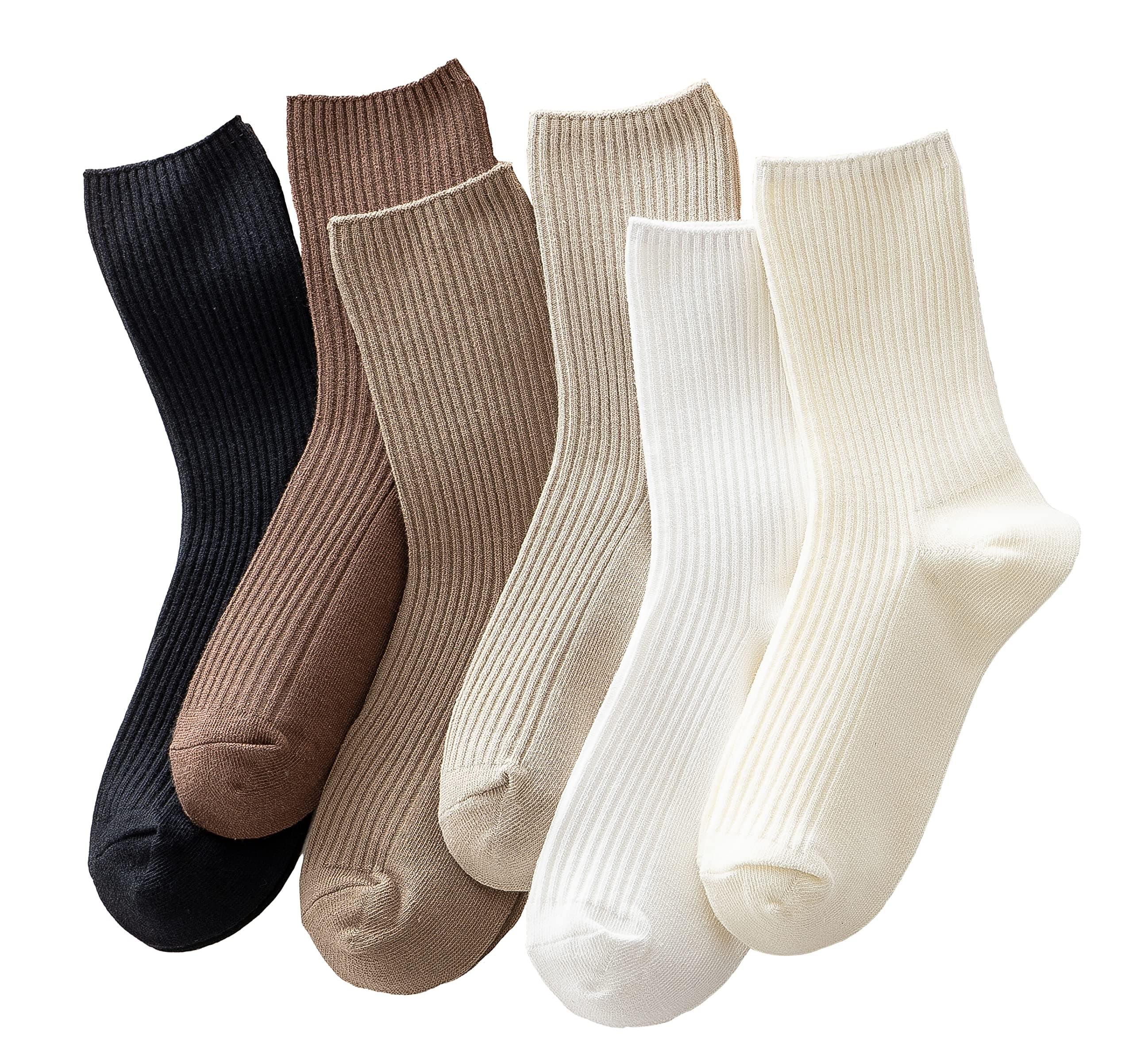 Womens Cute Crew Socks Casual Athletic Aesthetic Socks Neutral Cotton Socks for Women Granola Girls Clothes