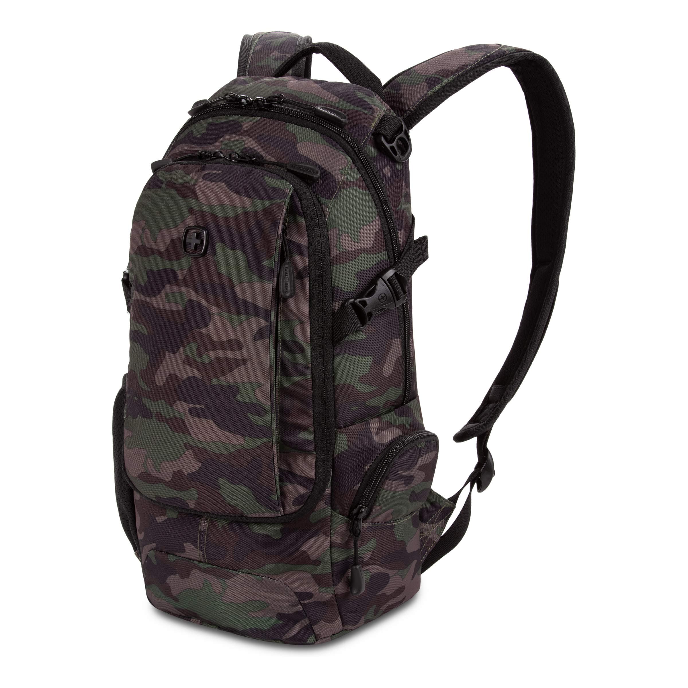 SwissGear 3598 Backpack, Narrow Daypack, Ideal for Commuting and School, Camo/Green