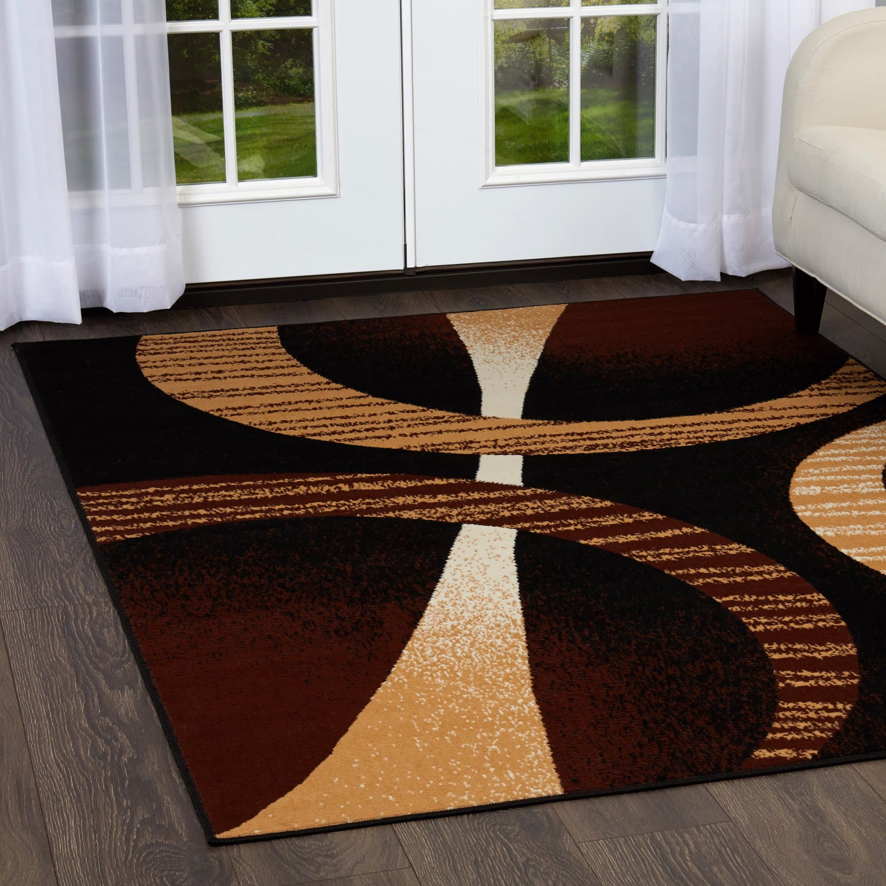 Premium Indus Modern Area Rug, Ebony Multi, 5'2"x7'4" Rectangle