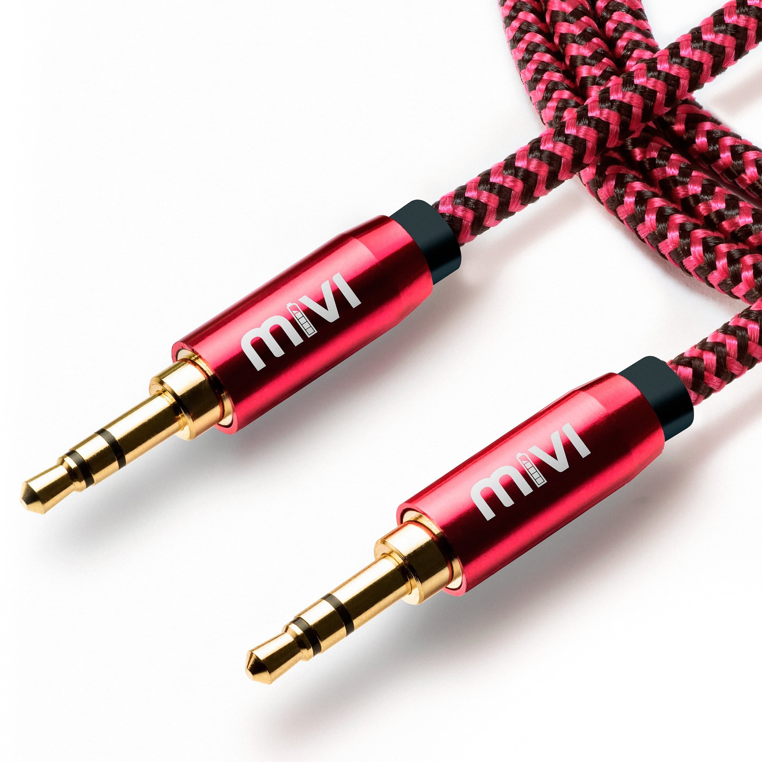 Mivi Ac6B Smartphone Auxiliary Male To Male Aux Audio Cable Apple, Samsung - 6 Feet - (Red)