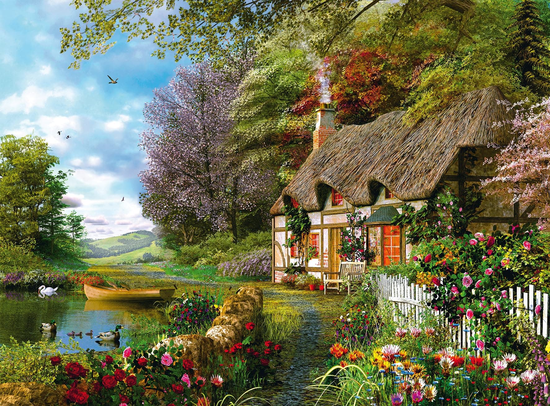 12000700 - Country Cottage - 1500 piece Jigsaw Puzzle - puzzle for adults and kids age 14 years up