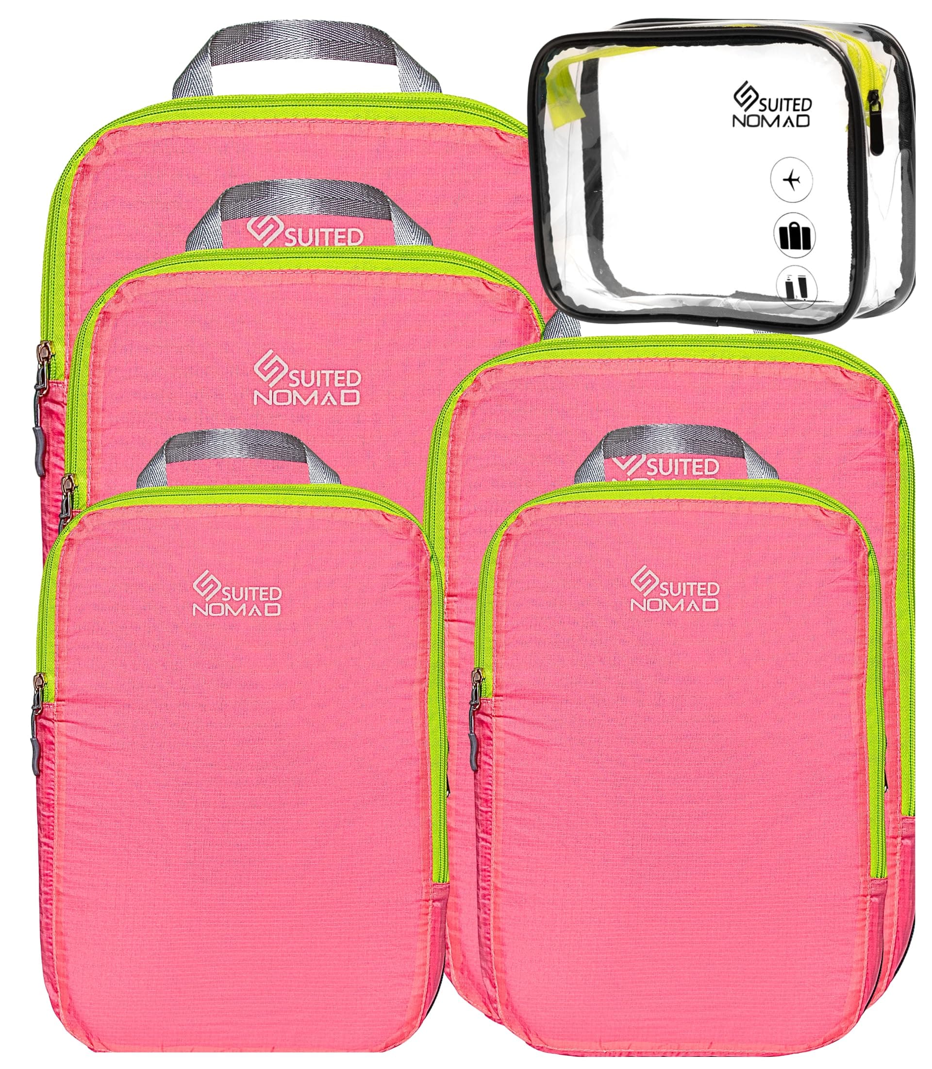 Ultralight Compression Packing Cubes Set, Suitcase and Backpack Travel Organizer Bags