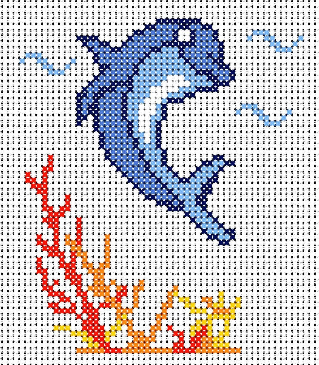 Children's Junior stitches cross stitch - Dolphin - 11 count aida fabric
