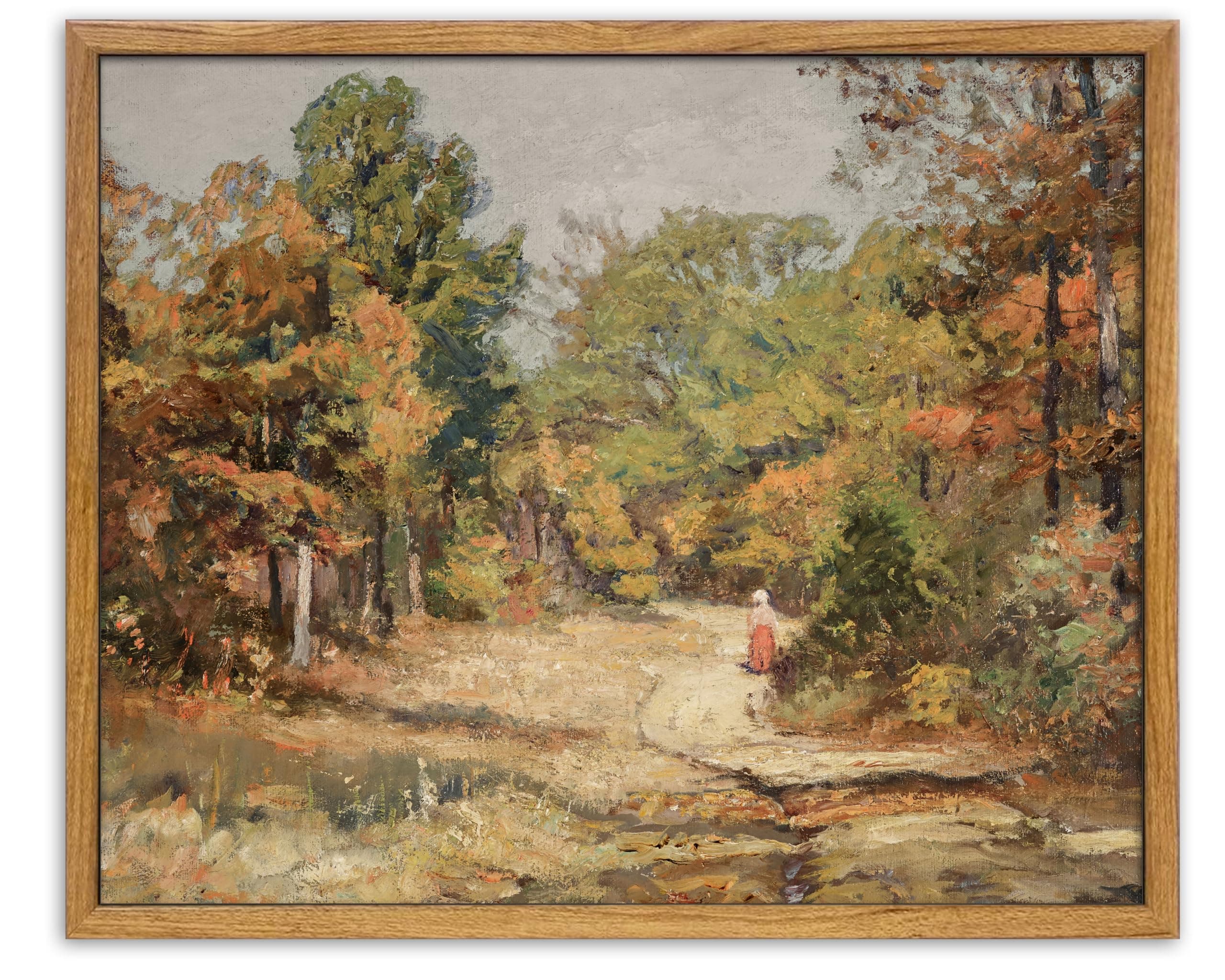 UPWOIGH Vintage Oil Painting Wall Art,Theodore Clement Steele 1910 - On the Road to Belmont,Nature Scenery Kitchen Bathroom Bedroom Decor 8X10in