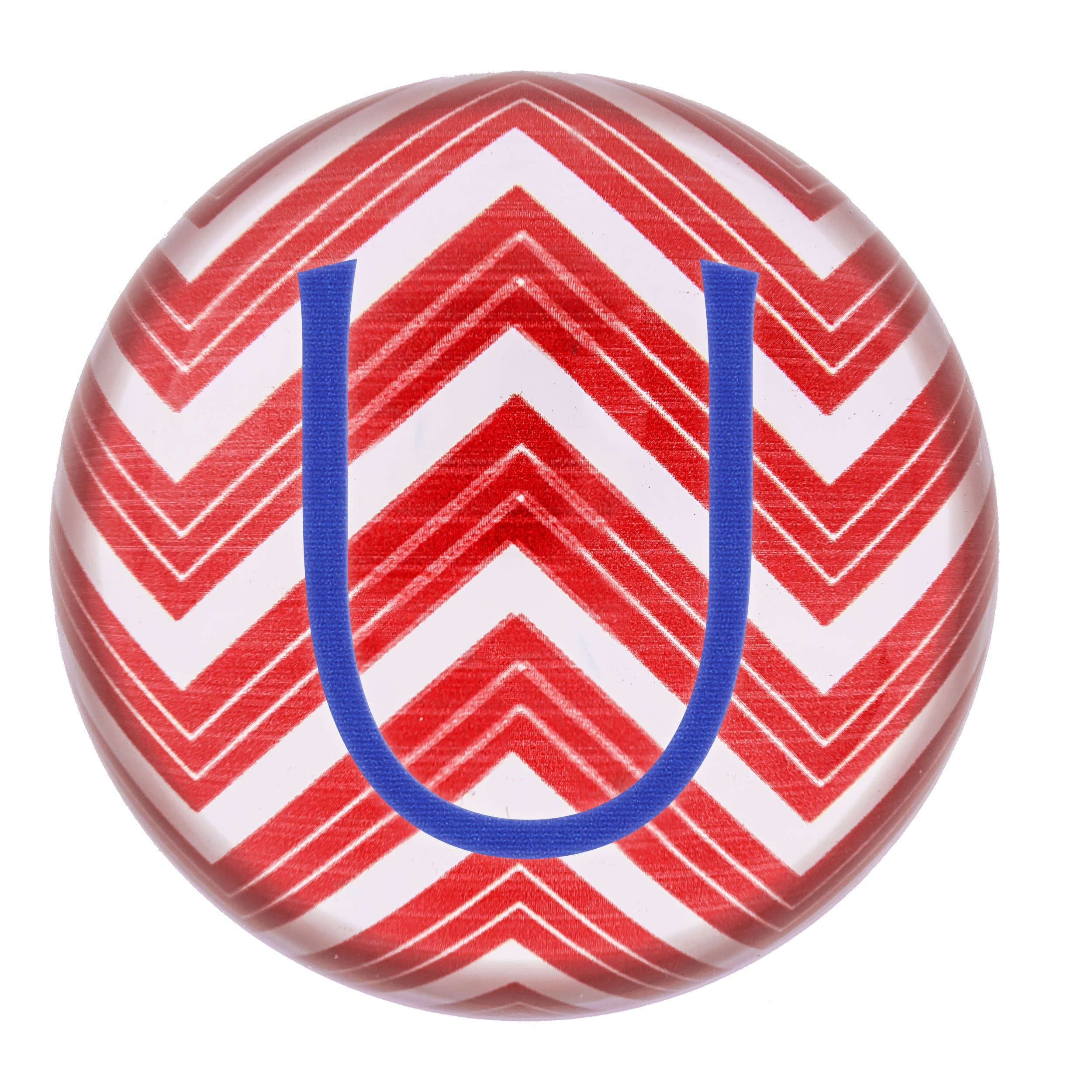 CATHY'S CONCEPTSPersonalized Chevron Domed Glass Paperweight, Letter U, Red/White/Blue