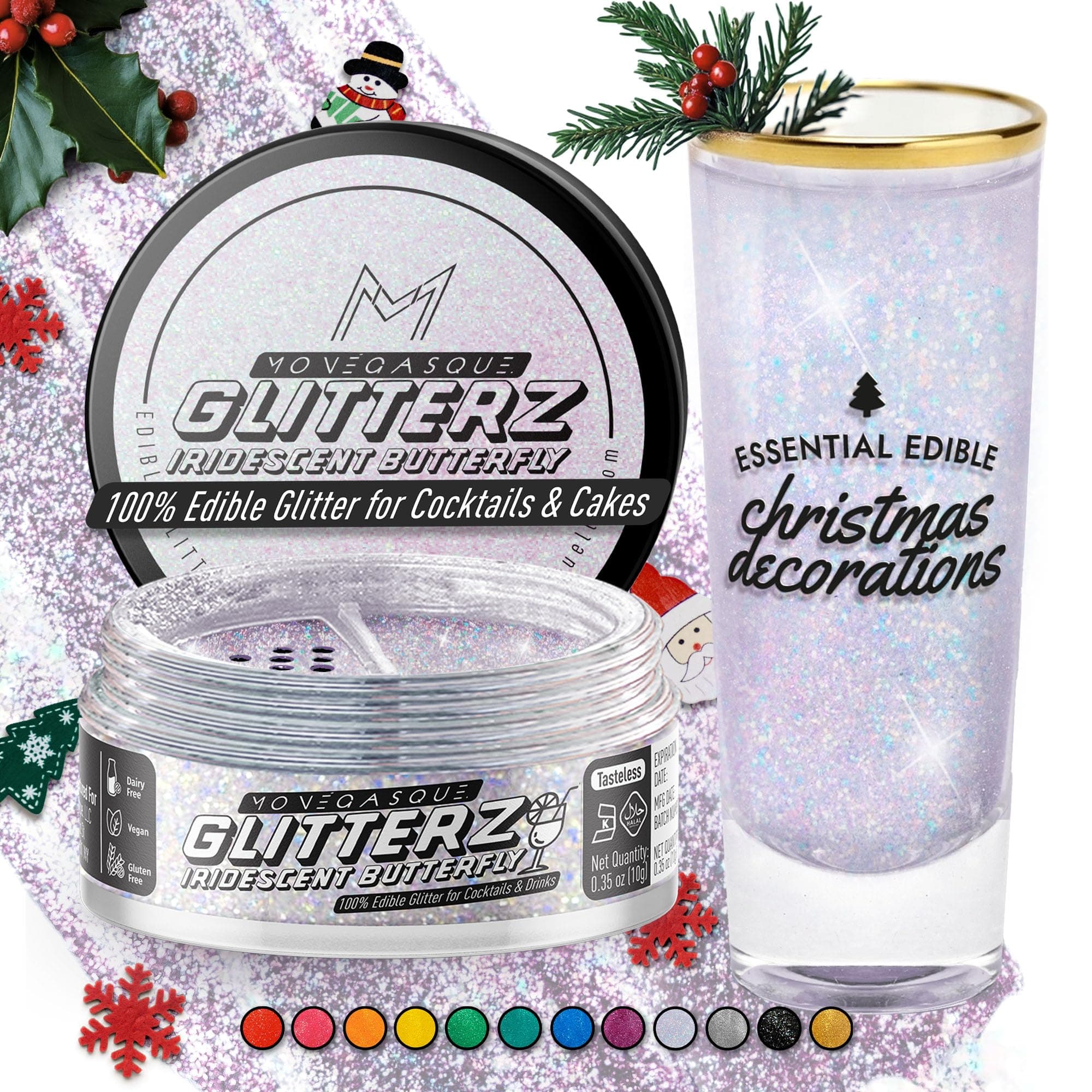 MONÉGASQUE Iridescent Edible Glitter for Drinks 10g - Edible Glitter for Cakes - Cocktail Shimmer for Drinks - Food Colouring & Drink Shimmer Powder - Cake Decorations Spray Paint Dust