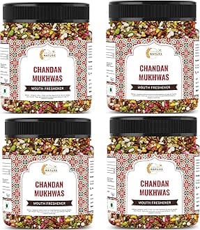 Organic Nature Chandan Mukhwas Mouth Fresheners Mukhwas (Jar Pack) (1200 Grams (Pack of 4 of 300 Grams))