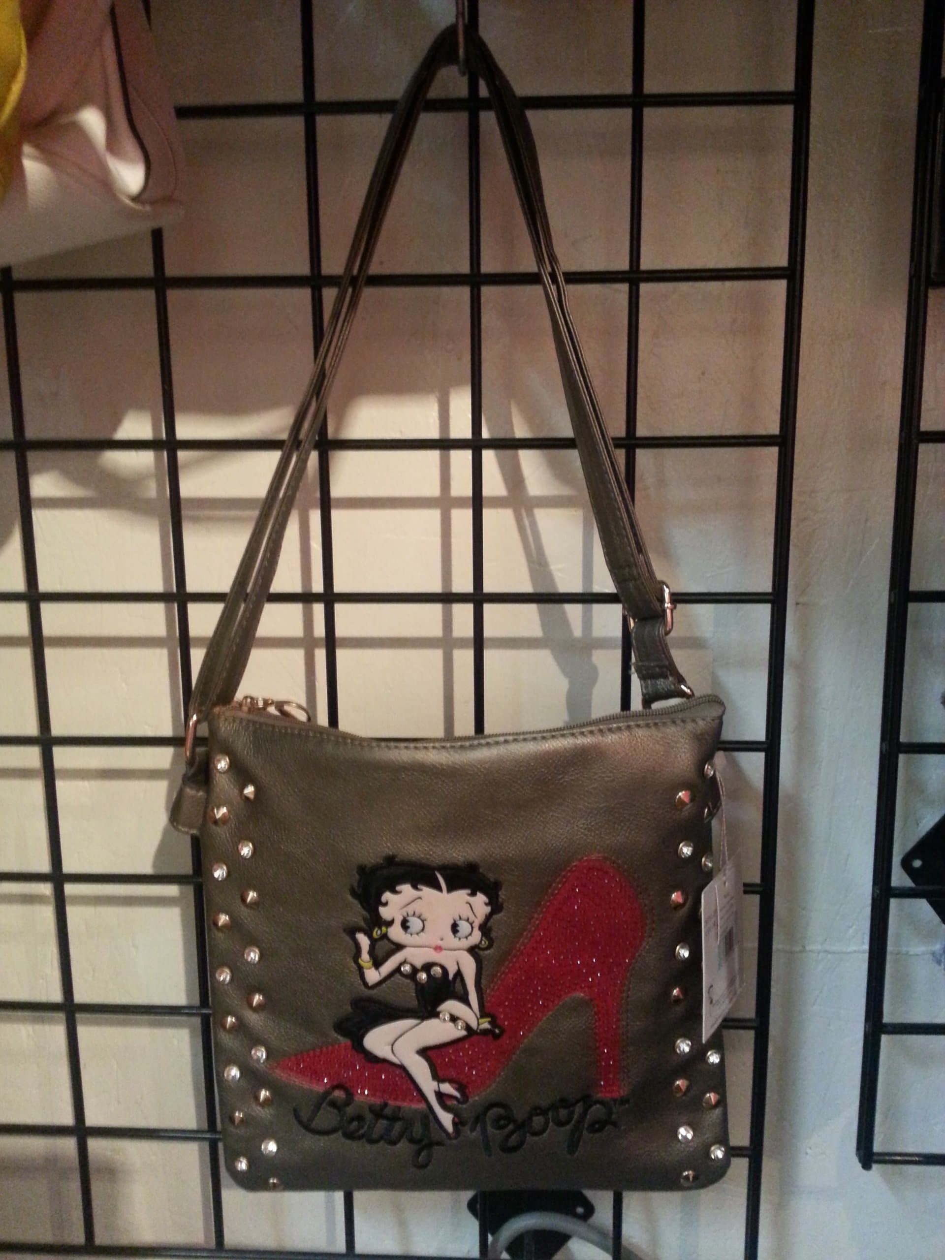 Betty Boop Rhinestones Messenger Bag _ Gun