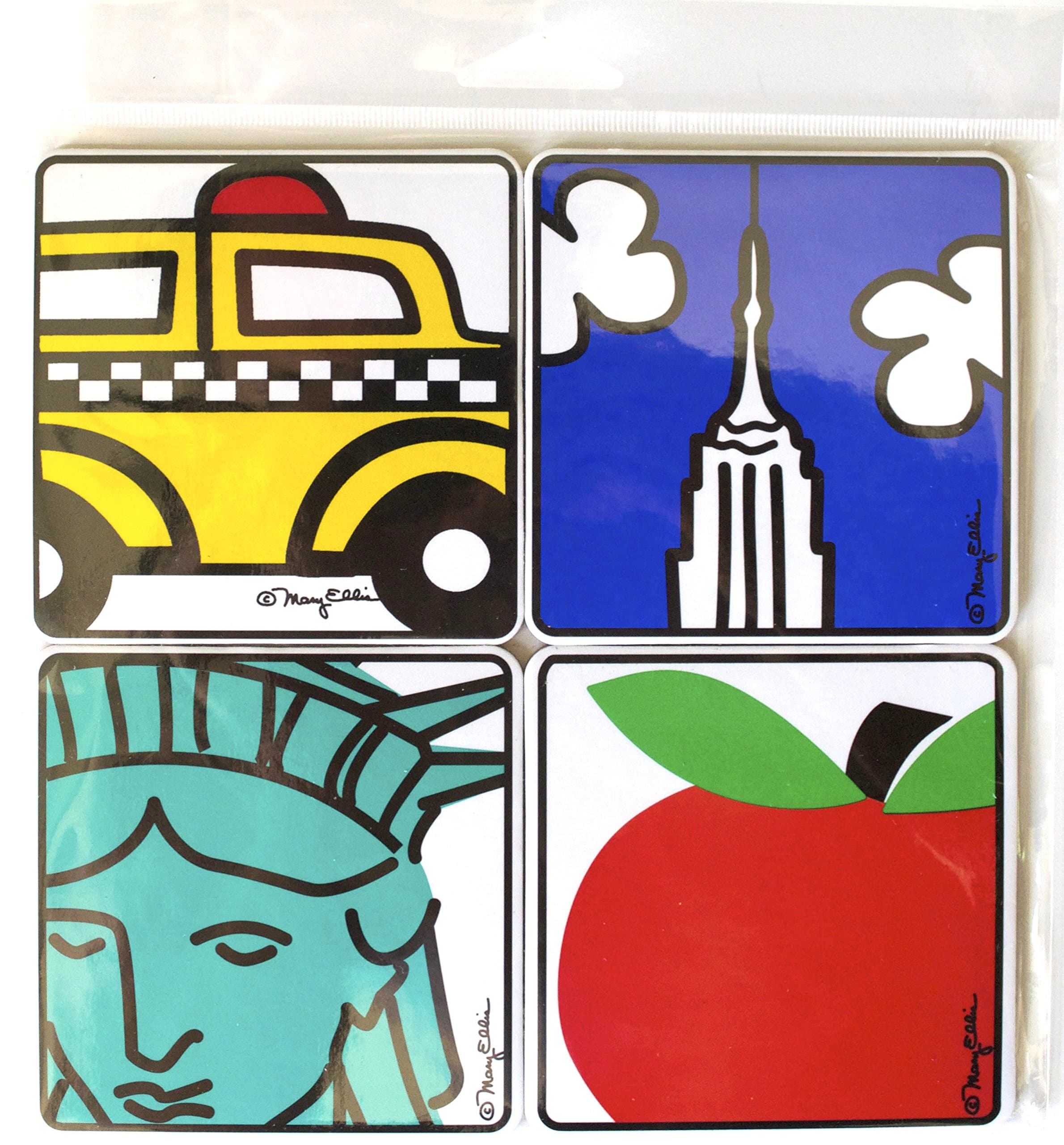 Set of 4 Coasters New York NY Souvenir Drink Coaster Set