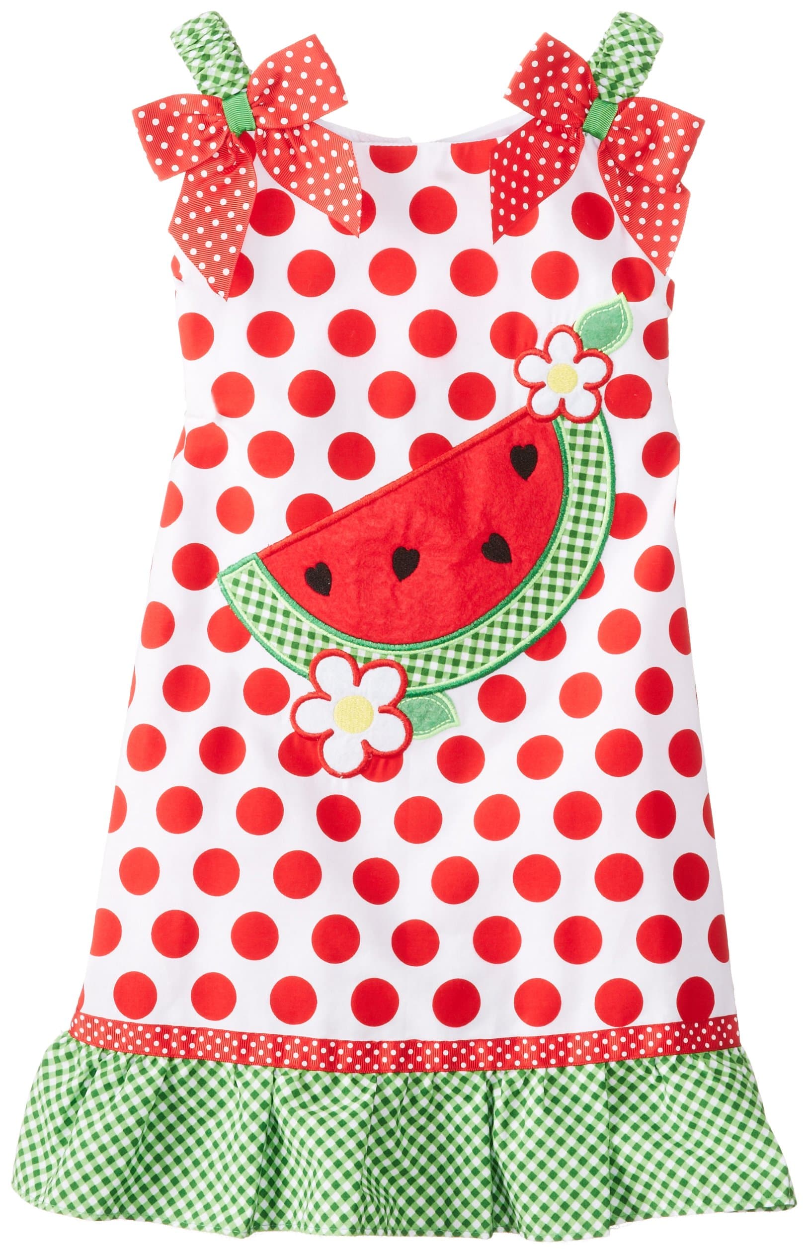 Sweet Heart Rose Little Girls' Watermelon Applique Mixed Print Dress