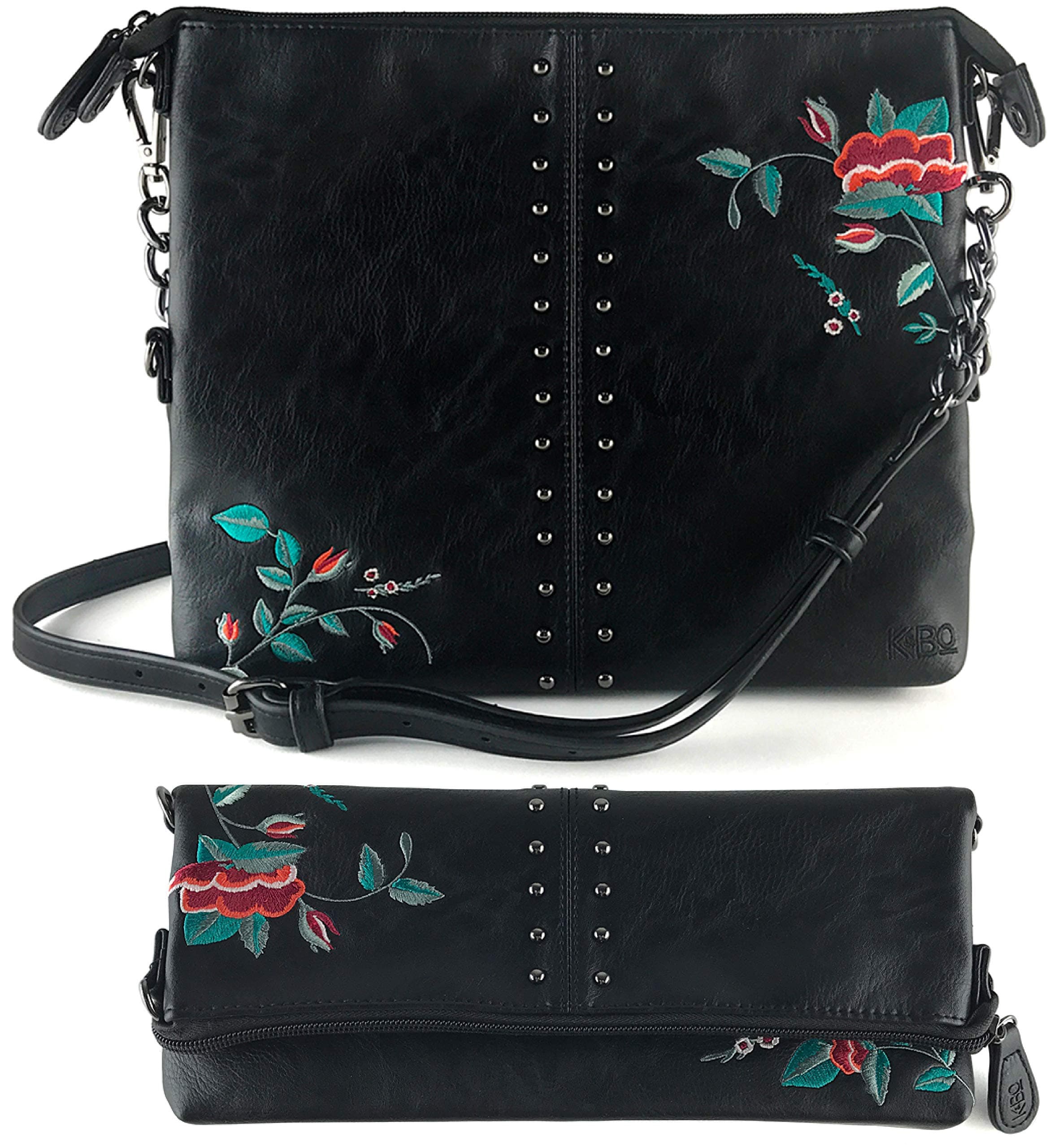 K&Bo Medium Crossbody Purses For Women Lightweight Brown & Black Crossbody Bags For Women That Convert to Clutch Purses For Women