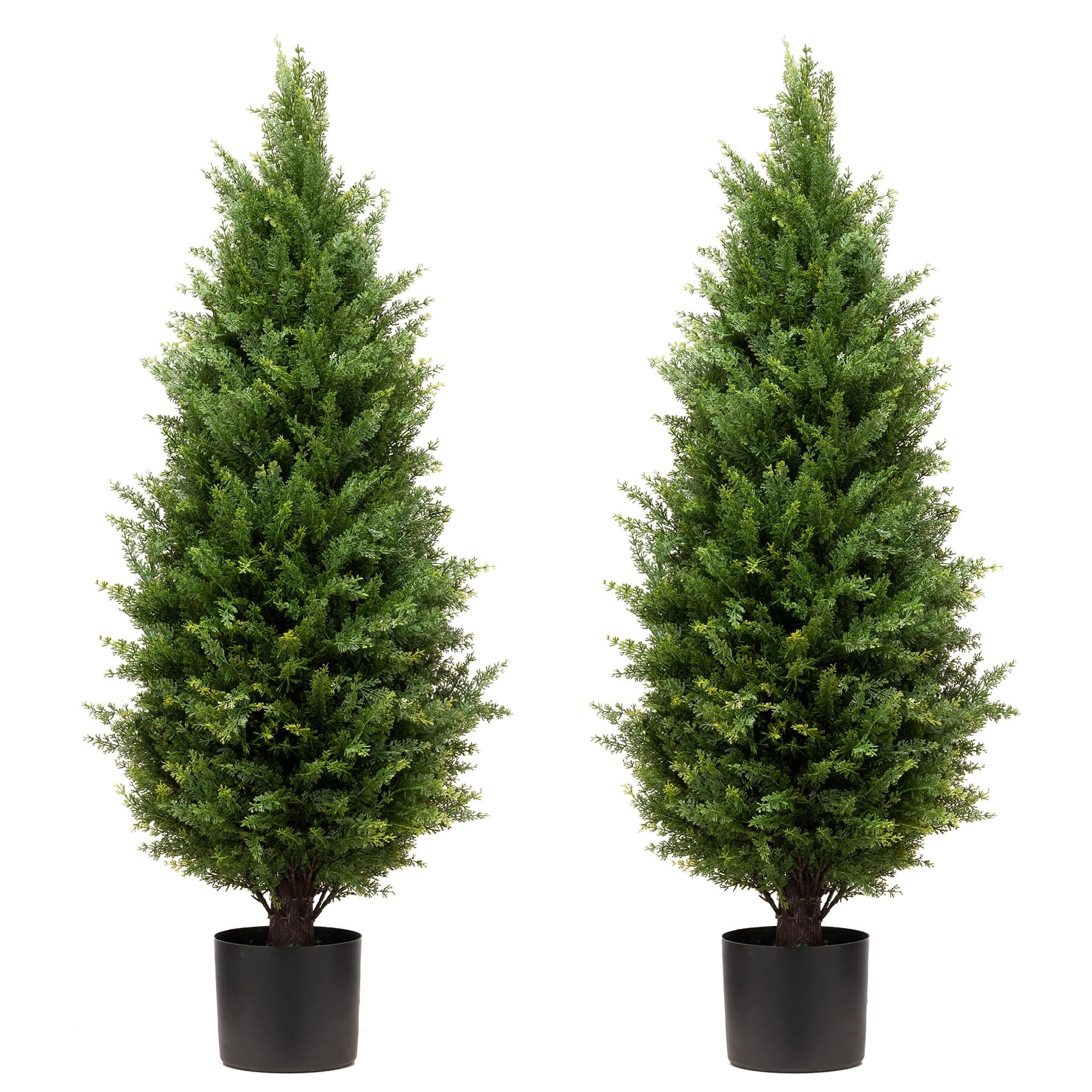3ft Artificial Topiary Trees Artificial Cedar Trees UV Resistant Bushes Potted Set of 2 Faux Shrubs for Outdoor Indoor Front Porch Garden