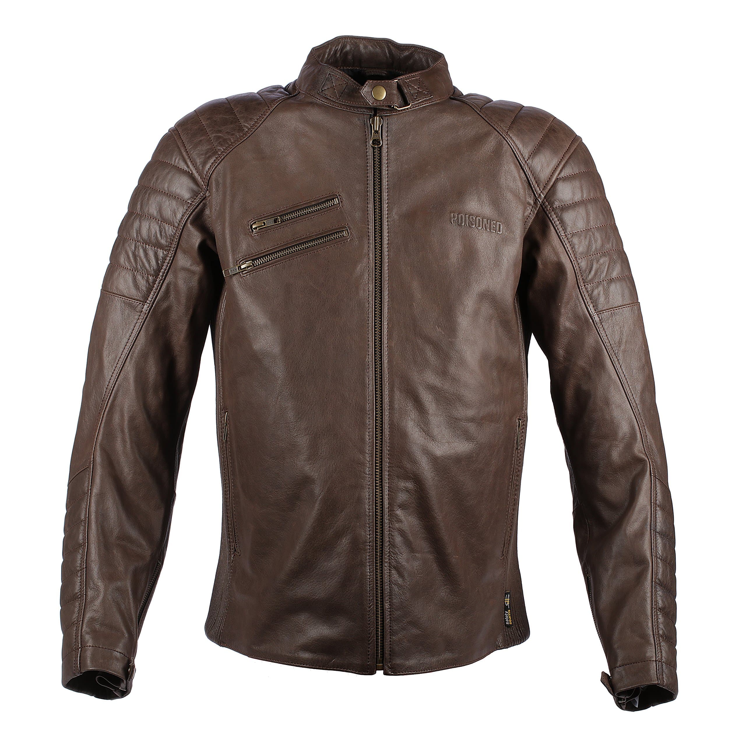 Poisoned High Tech Vintage Motorcycle Rider Brown Leather Biker’s Jacket for Men | High Quality Waterproof Wear Breathable Armoured Brown Jacket (X LARGE)