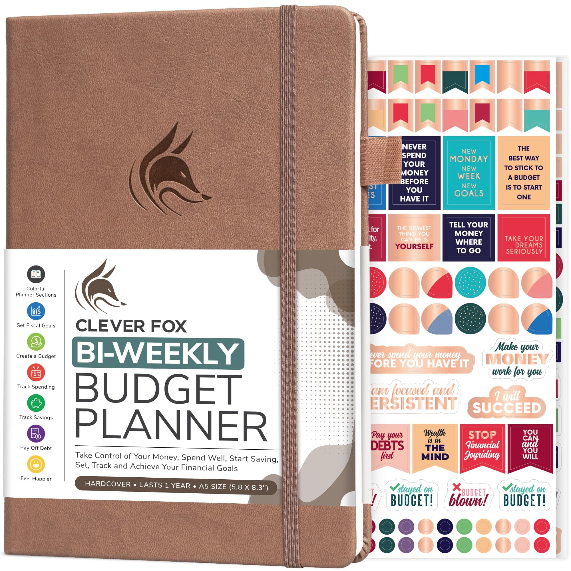 Clever FoxCF Bi-Weekly Budget Planner (Dark Terracotta, A5 (5.8'' x 8.3''))