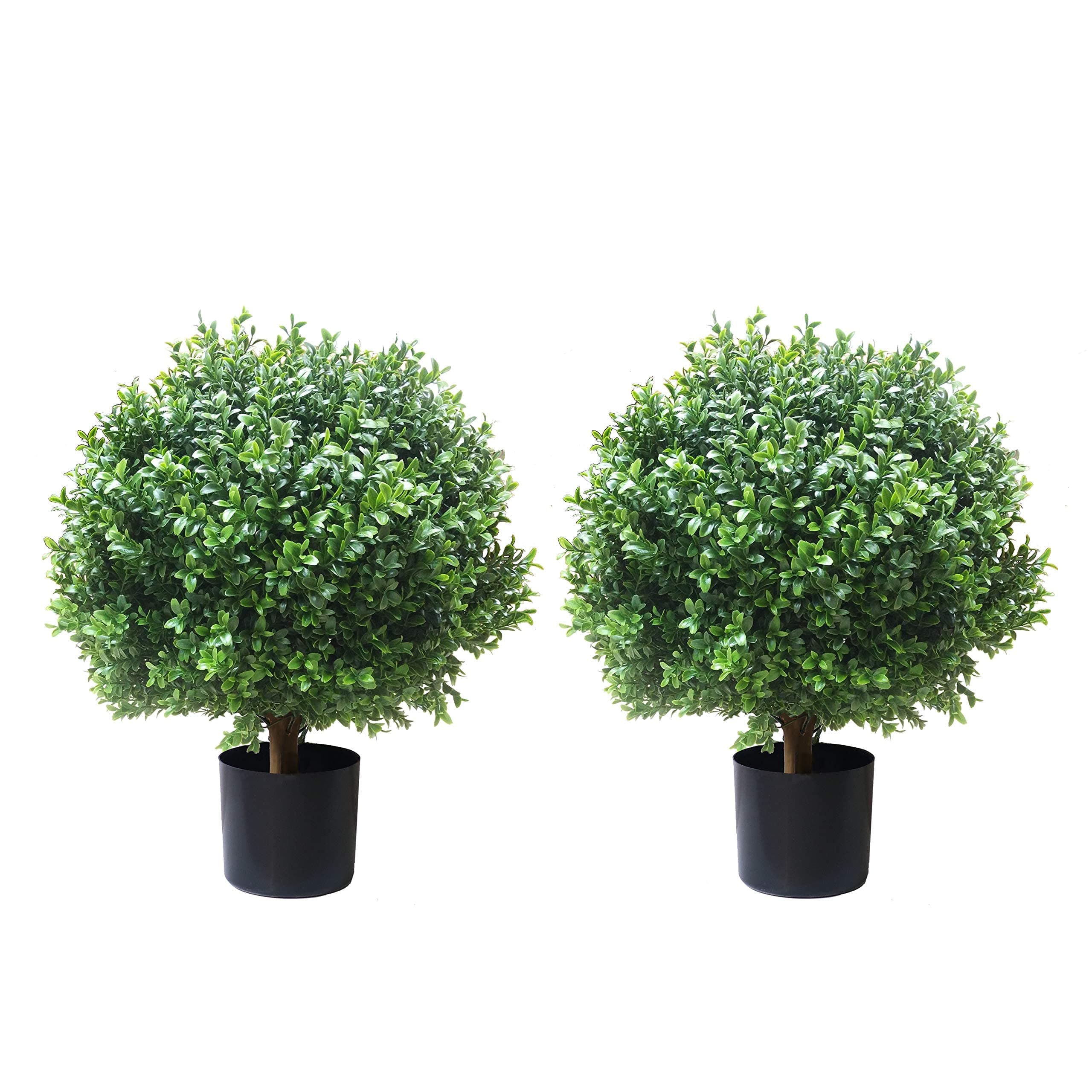 ALL SEASON GREEN 2'T 18''W Boxwood Ball Artificial Topiary Trees Potted Faux Outdoor Plants for Home Porch Decor Set of 2