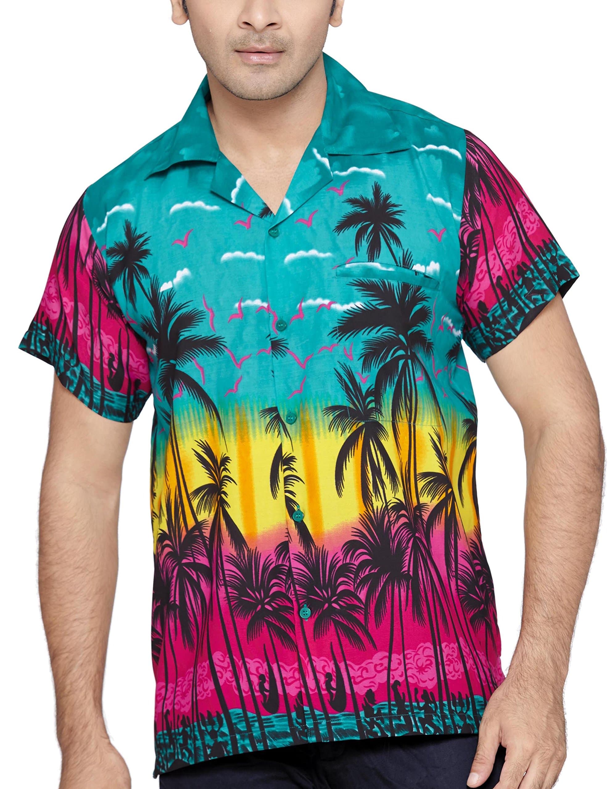 SWEET NECTAR Men's Regular Fit Classic Short Sleeve Casual Floral Hawaiian Shirt S