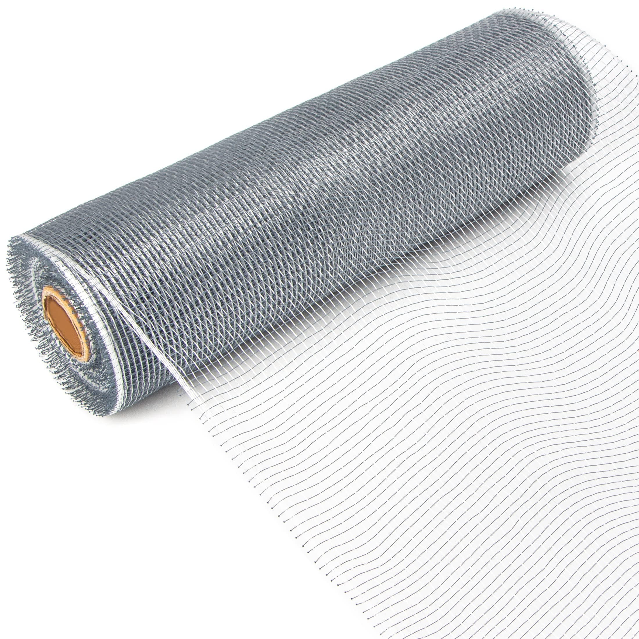 Ribbli Silver Mesh Ribbon,10 inch x 30 feet(10Yard), Christmas Ribbon for Wreath Swags and Christmas Tree Decoration (Non-Metallic)