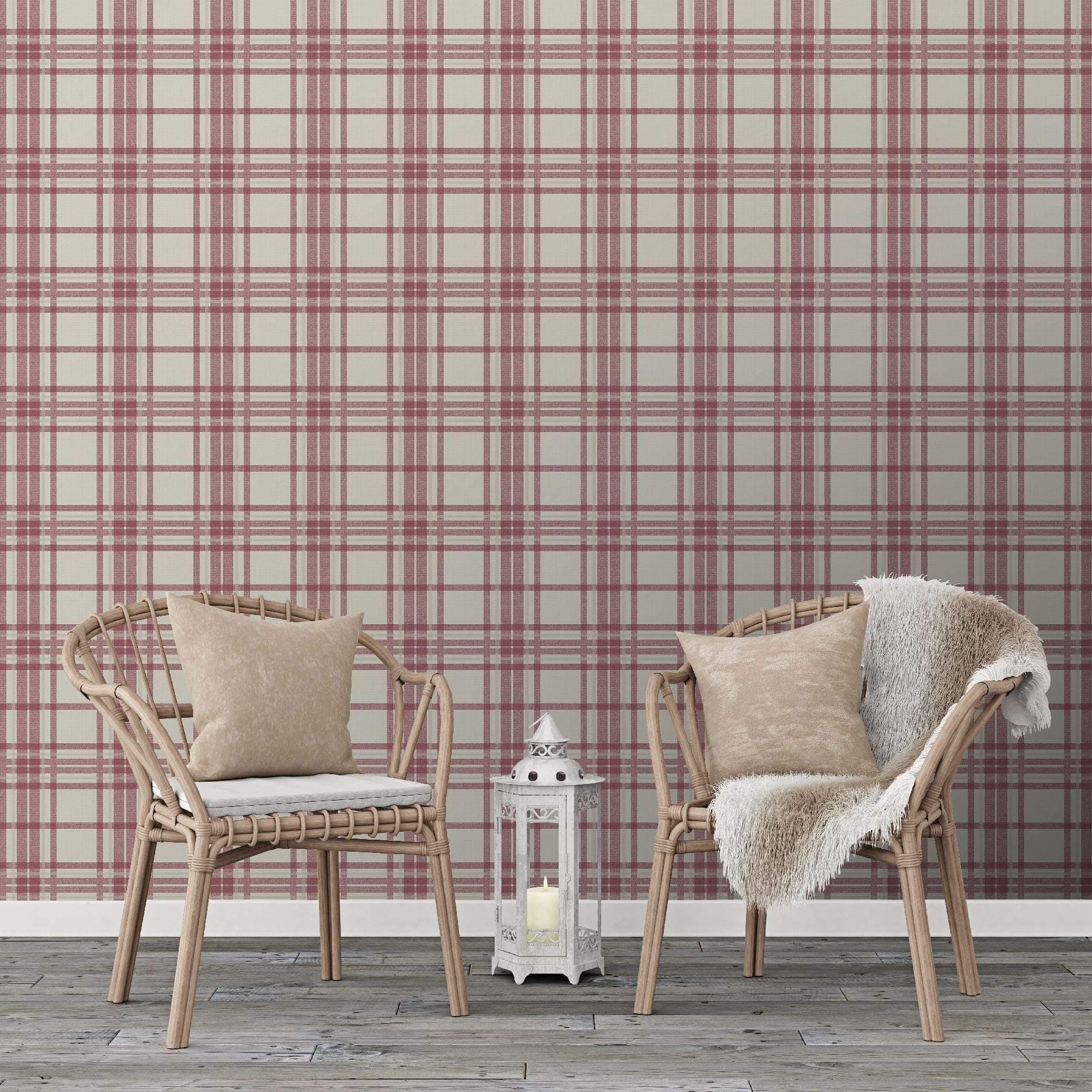Superfresco Easy Red Country Tartan Checkered Wallpaper