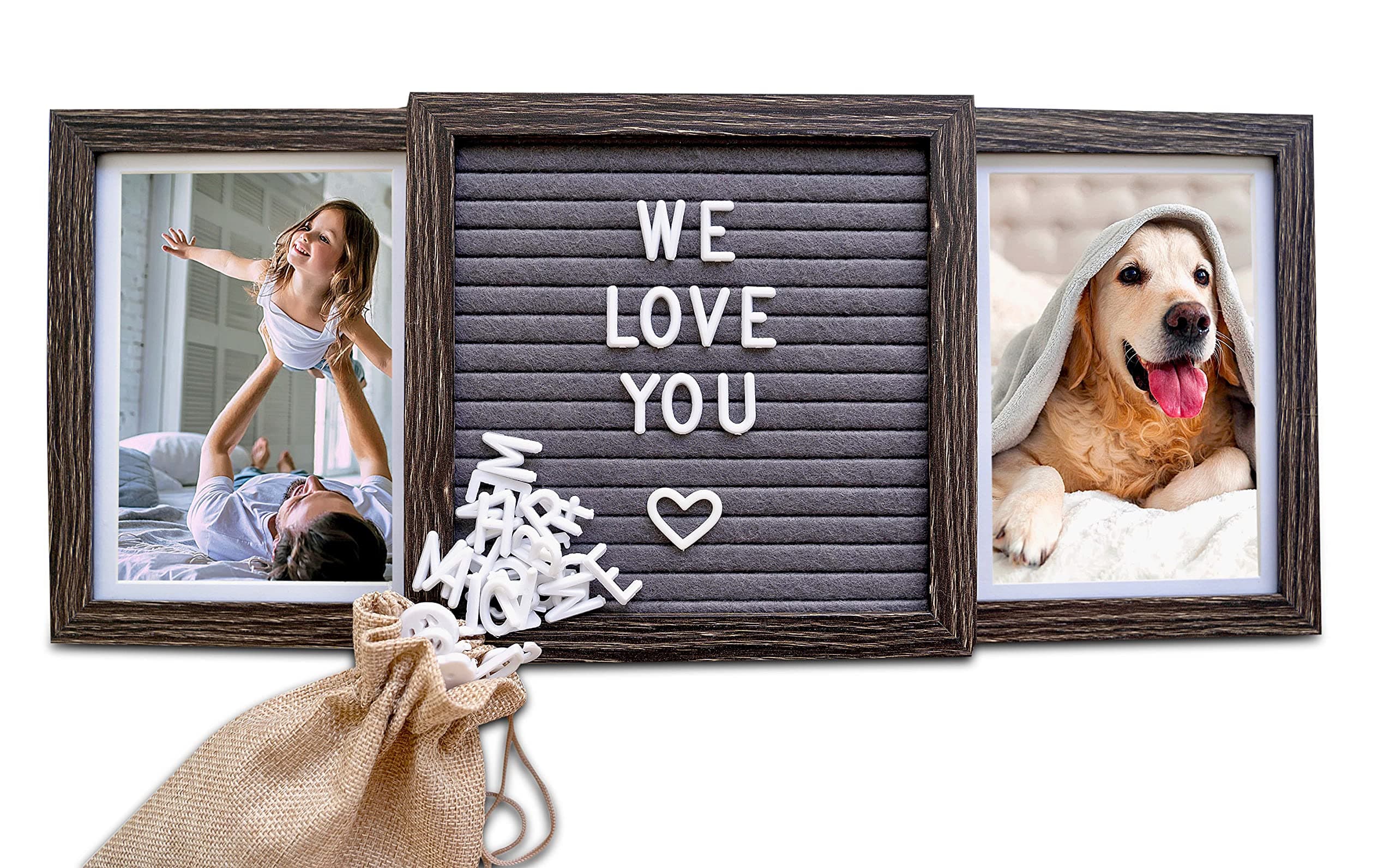 Personalized Picture Frame for Dad or Photo frame for Grandma with Custom Letter Board: Customizable Two Picture Frame for Grandma - Great gift for Mom from kids | Photo frame from Grandkids for