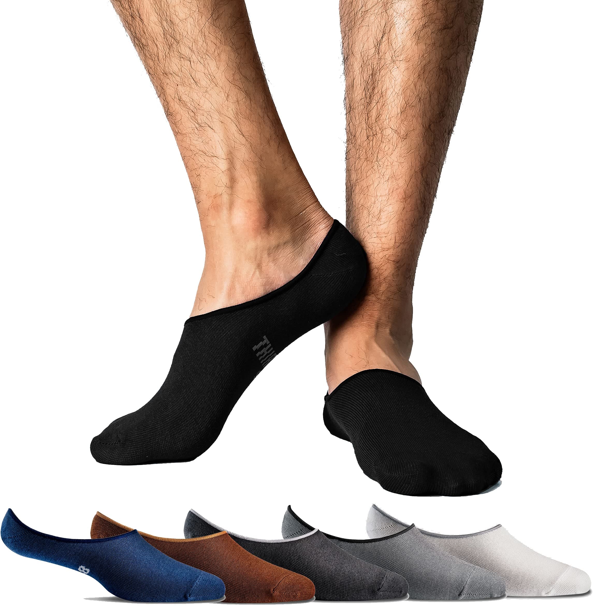 Men's No Show Socks Non-Slip Silicon Grip Moisture Wicking Low Cut Invisible Casual Socks