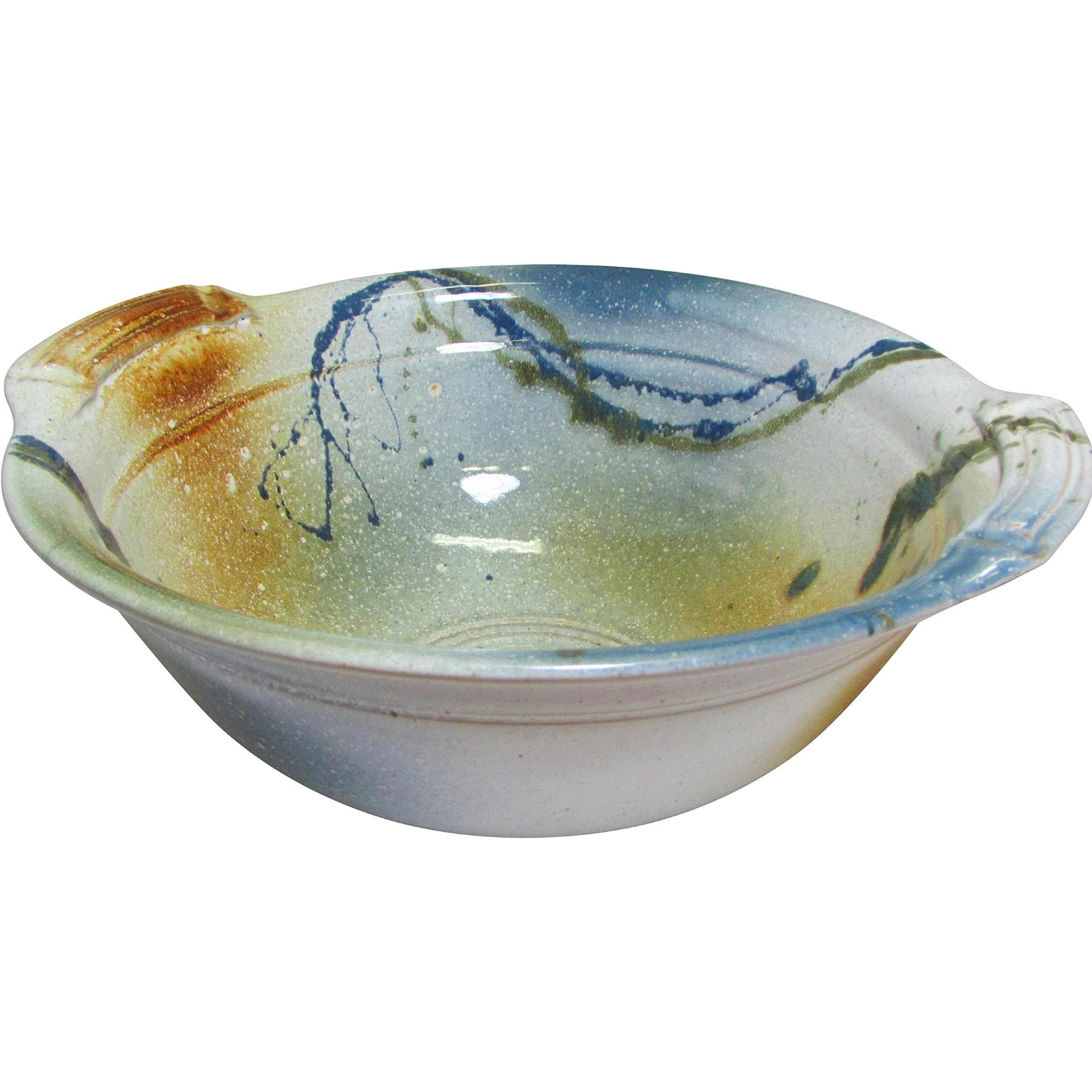 Handmade Irish Serving Bowl. High Quality Pottery Serveware. Hand-Thrown Using Blended Native Clays. Hand-Glazed Finish with Beautiful Colors. Dish Measures 10.5” Diameter x 4.5” Height.
