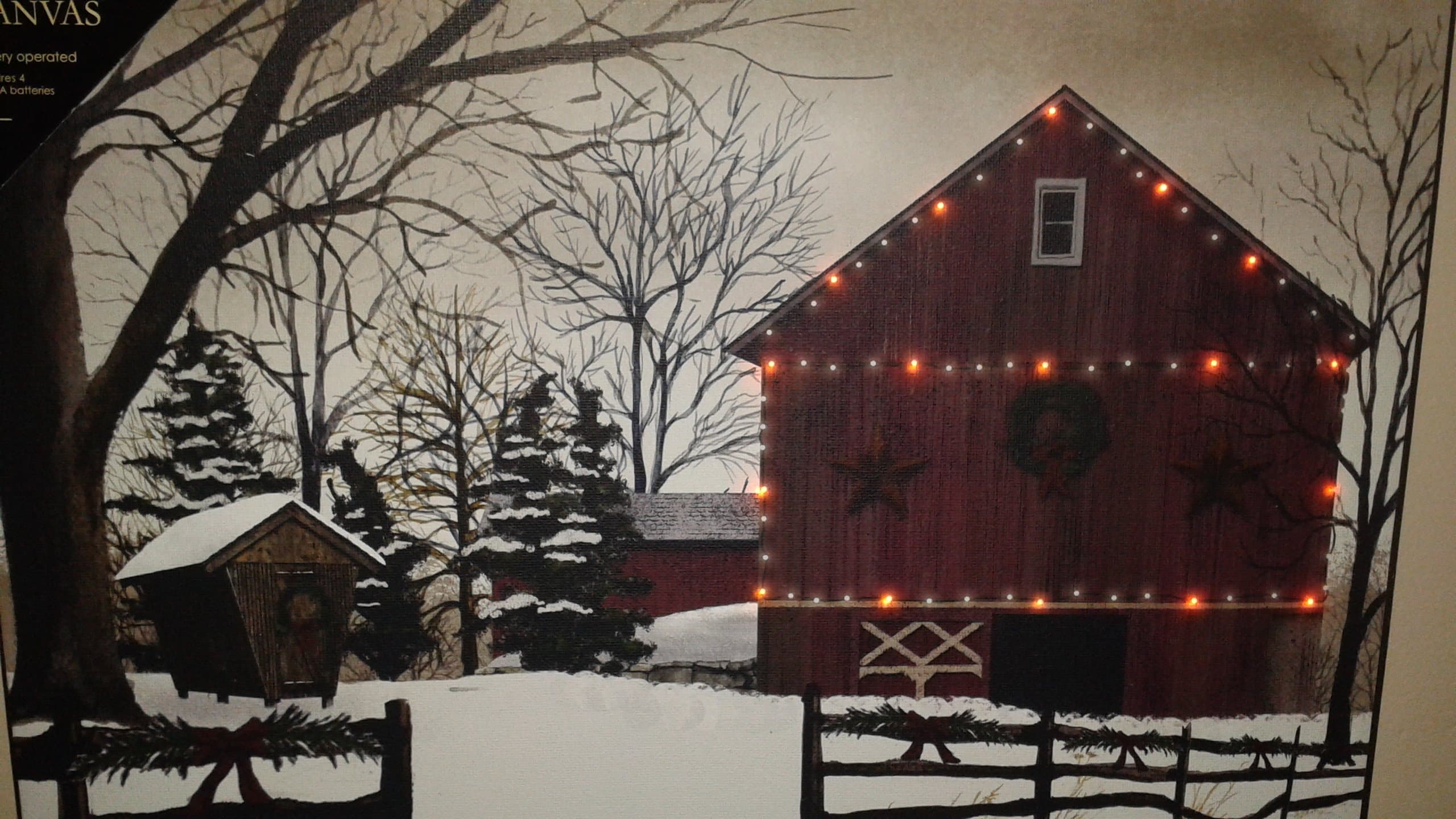 Lighted Christmas Barn Canvas