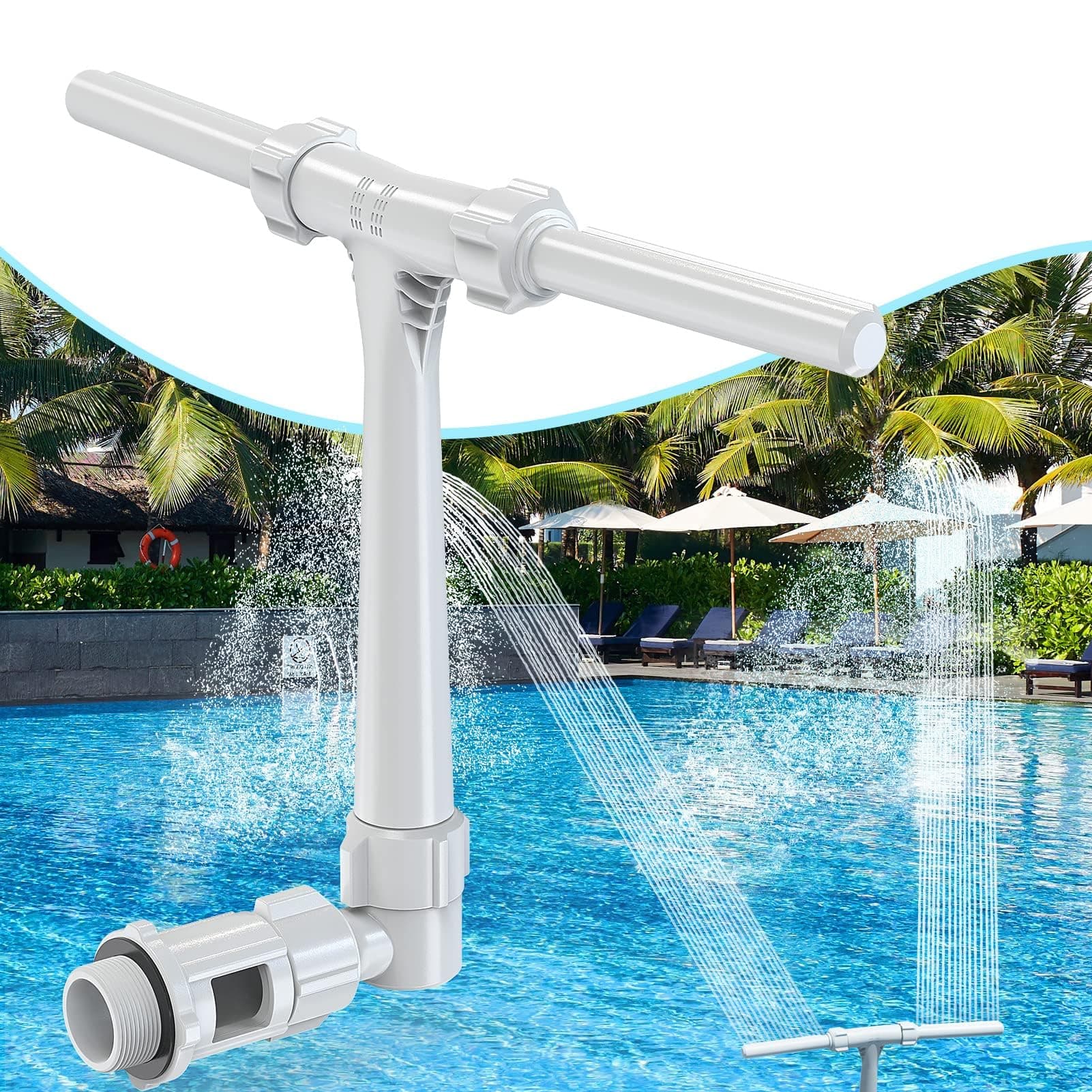[Patent Pending] 2025 Upgrade Pool Fountain - Dual Spray Water Fountains for Above Ground/Inground Pools, 2-in-1 Adjustable Waterfall Pool Sprinkler Fountain
