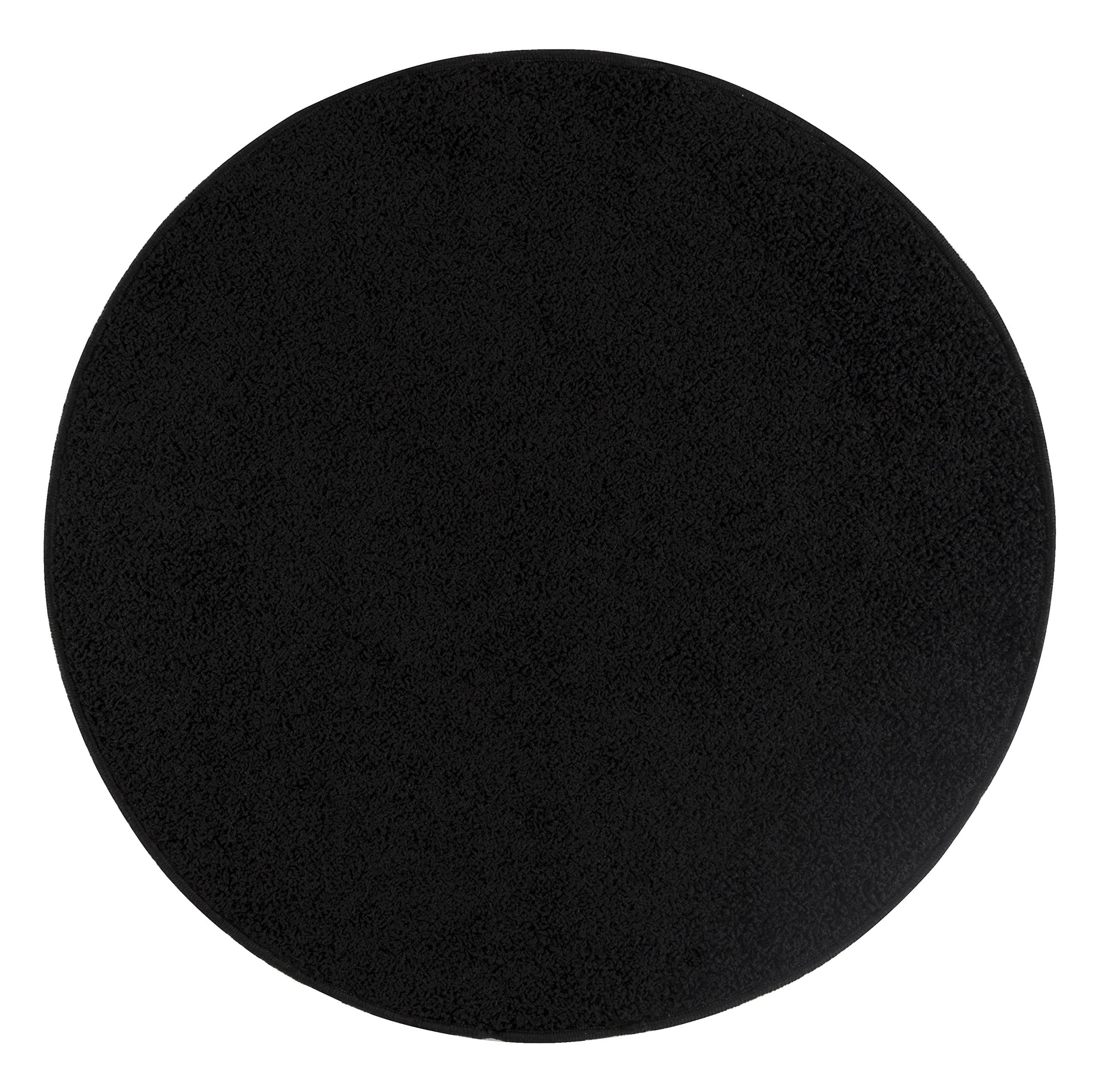 misento Shaggy Living Room Rug Long Pile Tested for Harmful Substances 100% Polypropylene Black Round 133 cm