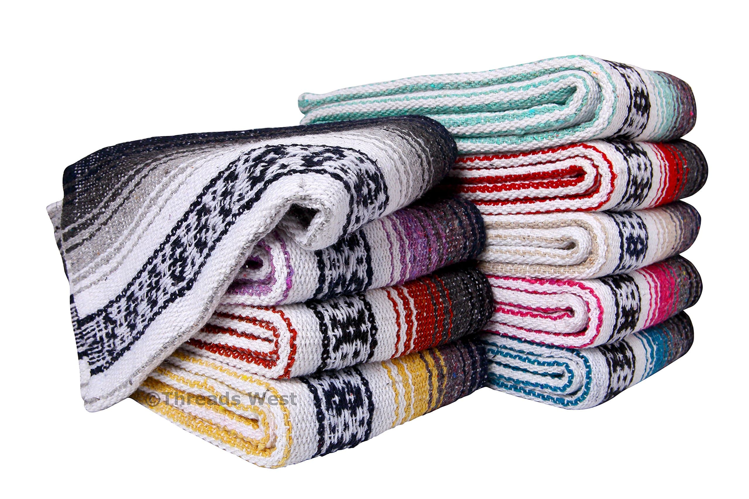Threads West Genuine Premium Mexican Falsa Beach Blanket, Serape Stripe Beach Blanket