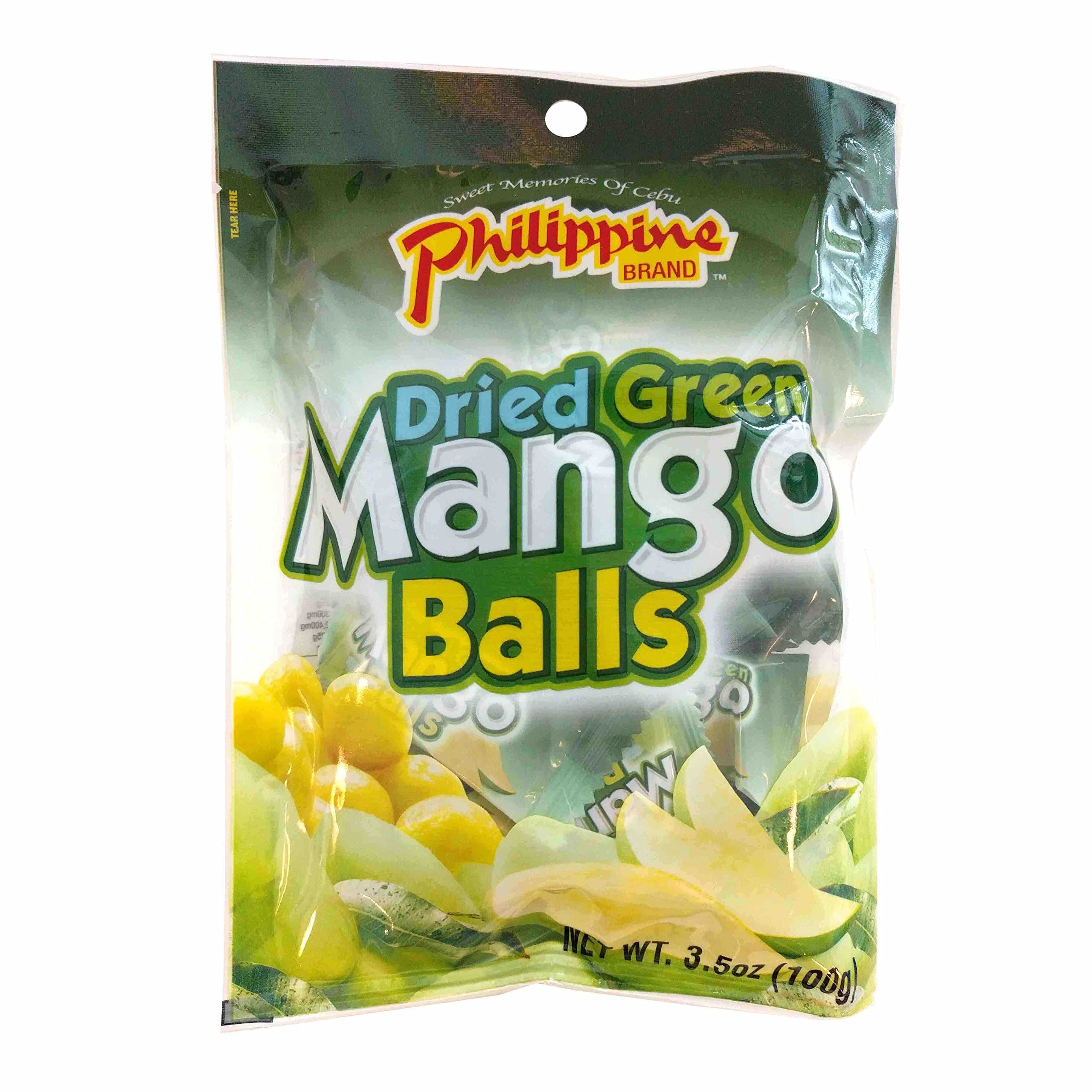 Philippine Brand Dried Green Mango Balls Chewy Fruit Snack, 3.53-Ounces Pouches