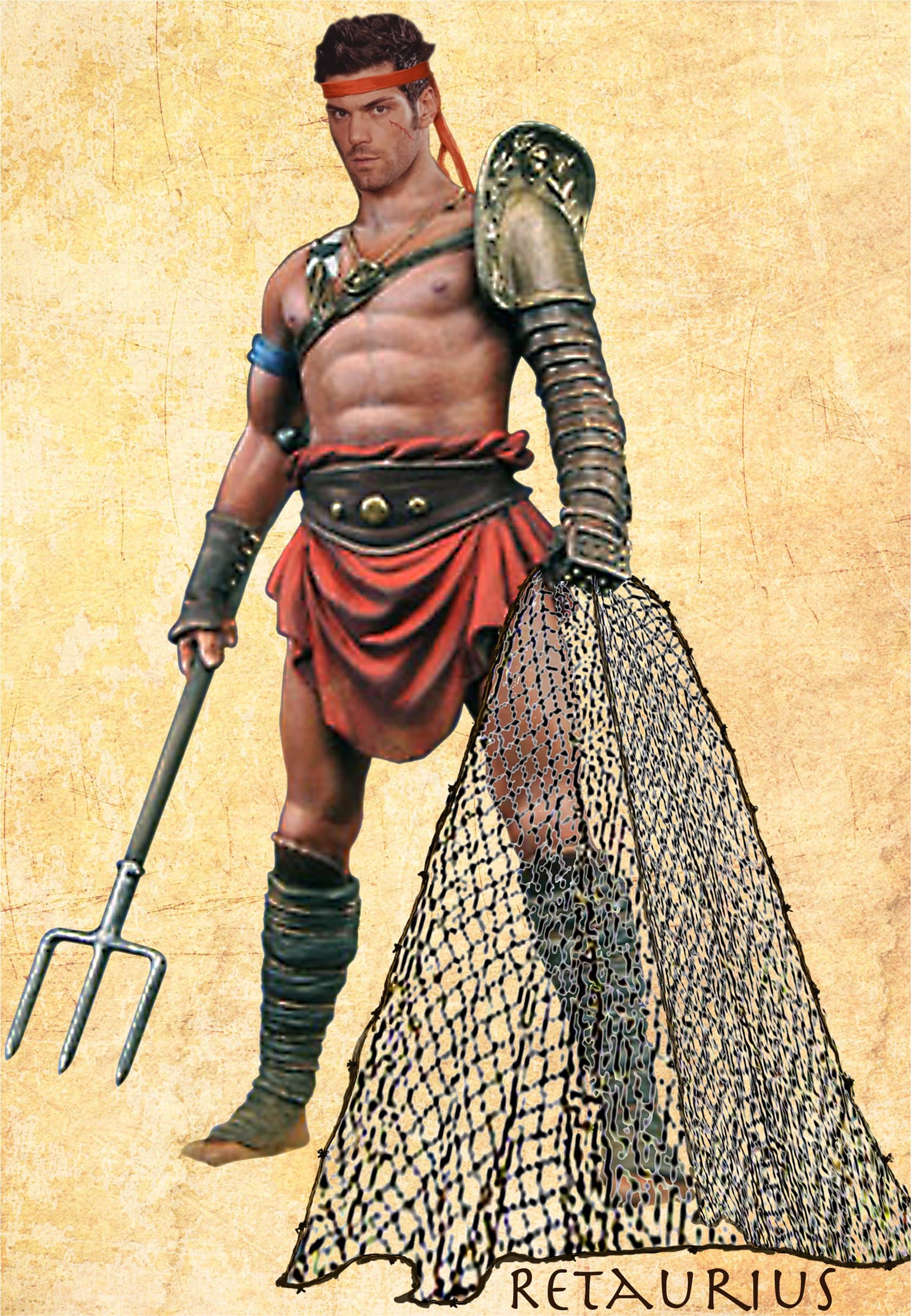 Retaurius Ancient Roman Gladiator A5 canvas paper art Print