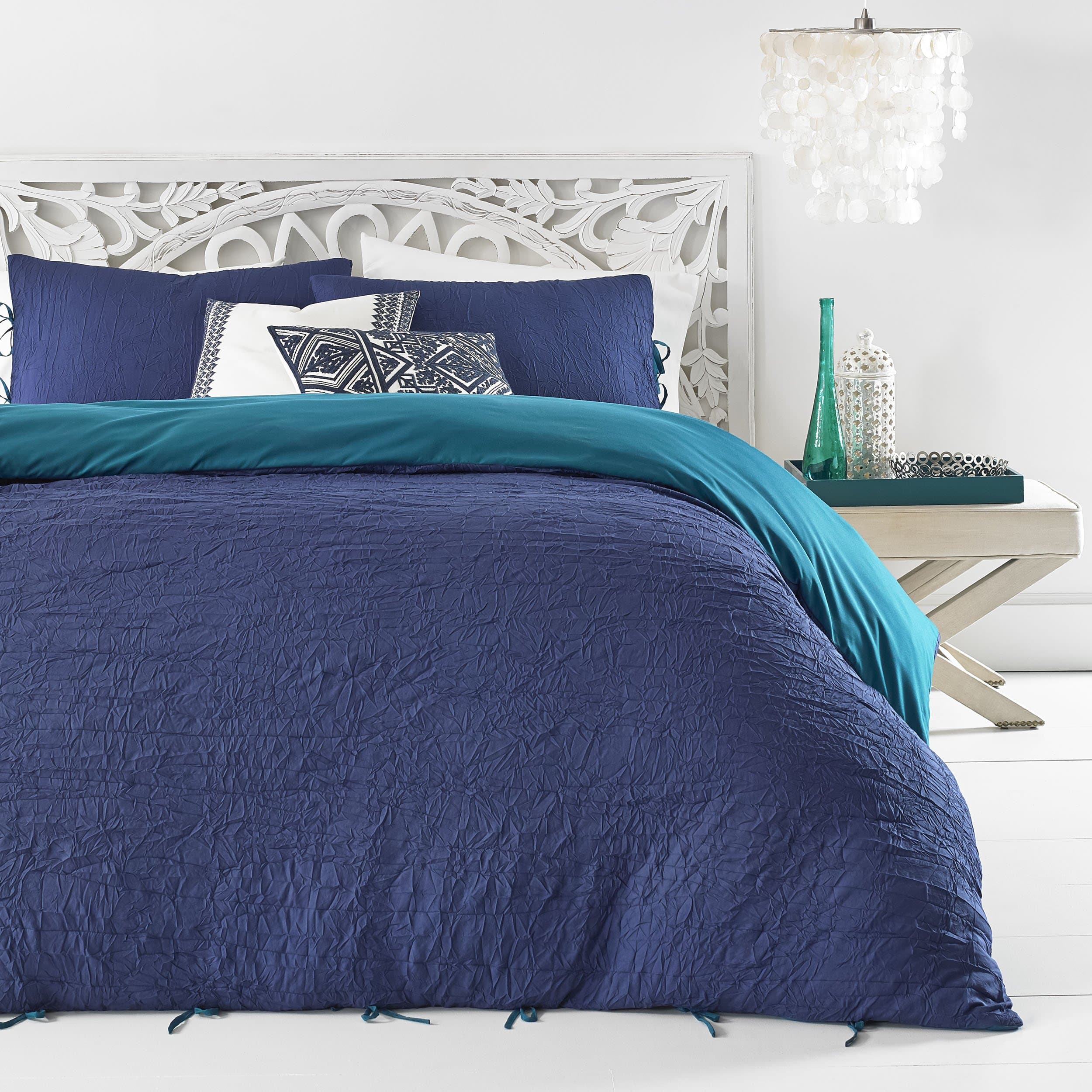 Azalea Skye Amara Duvet Cover Set, Full/Queen, Navy