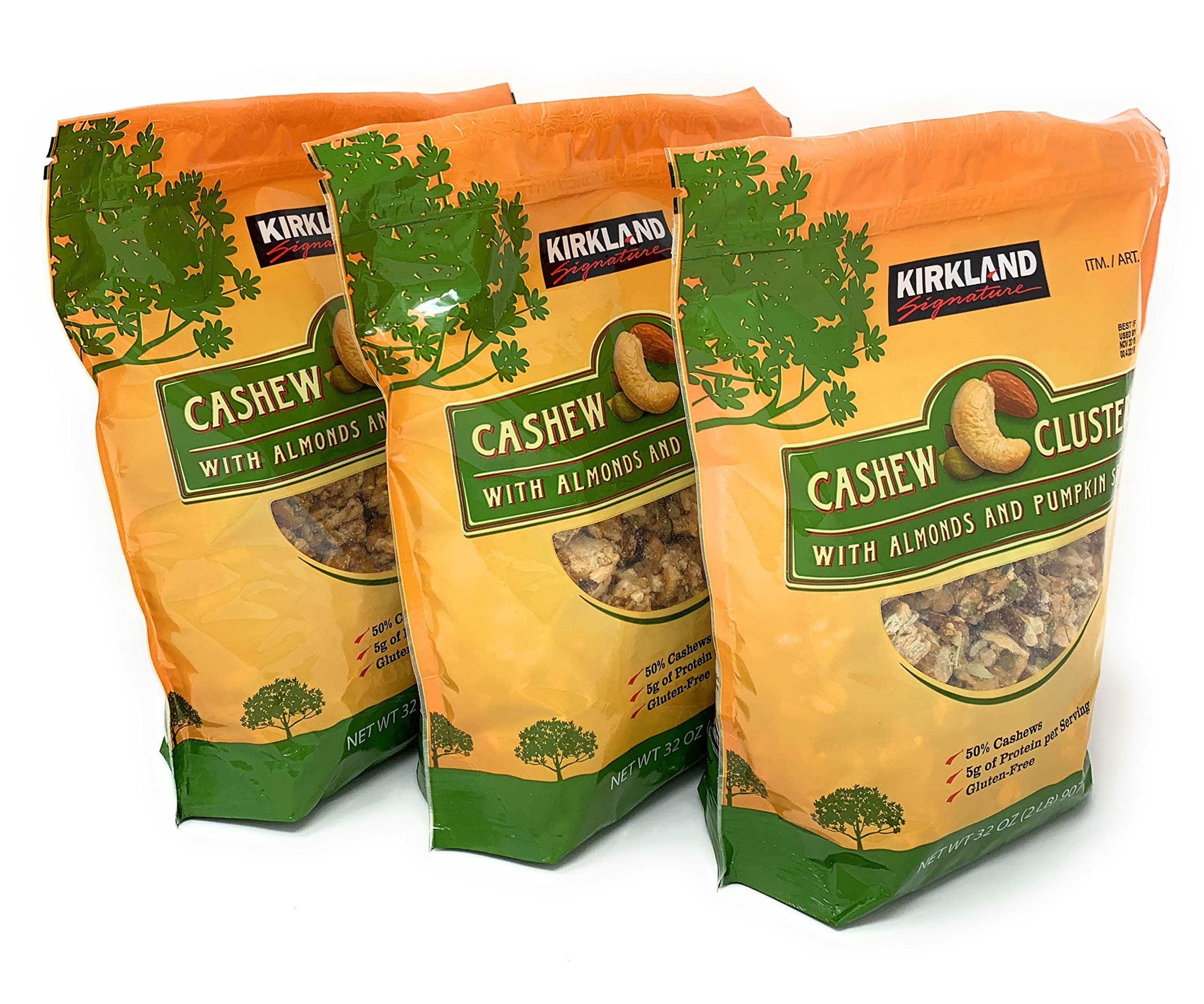 Kirkland Signature Cashew Clusters, 2 lbs (3 Pack)