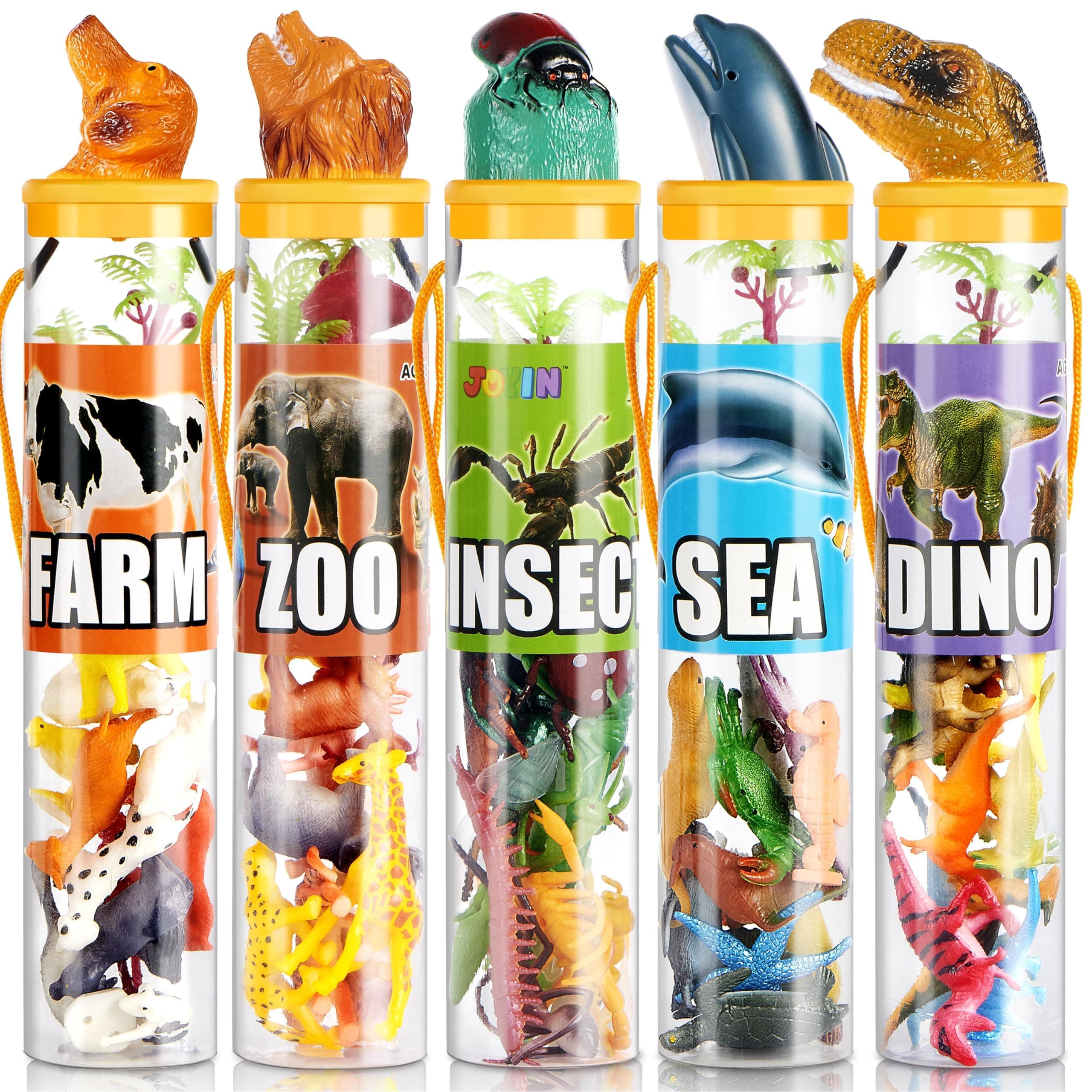 69 Pieces Natural World Animal Dinosaur Insect Sea Animal Farm Animal Figures Stocking Stuffer Mini Plastic Vinyl Assorted Figures Playset