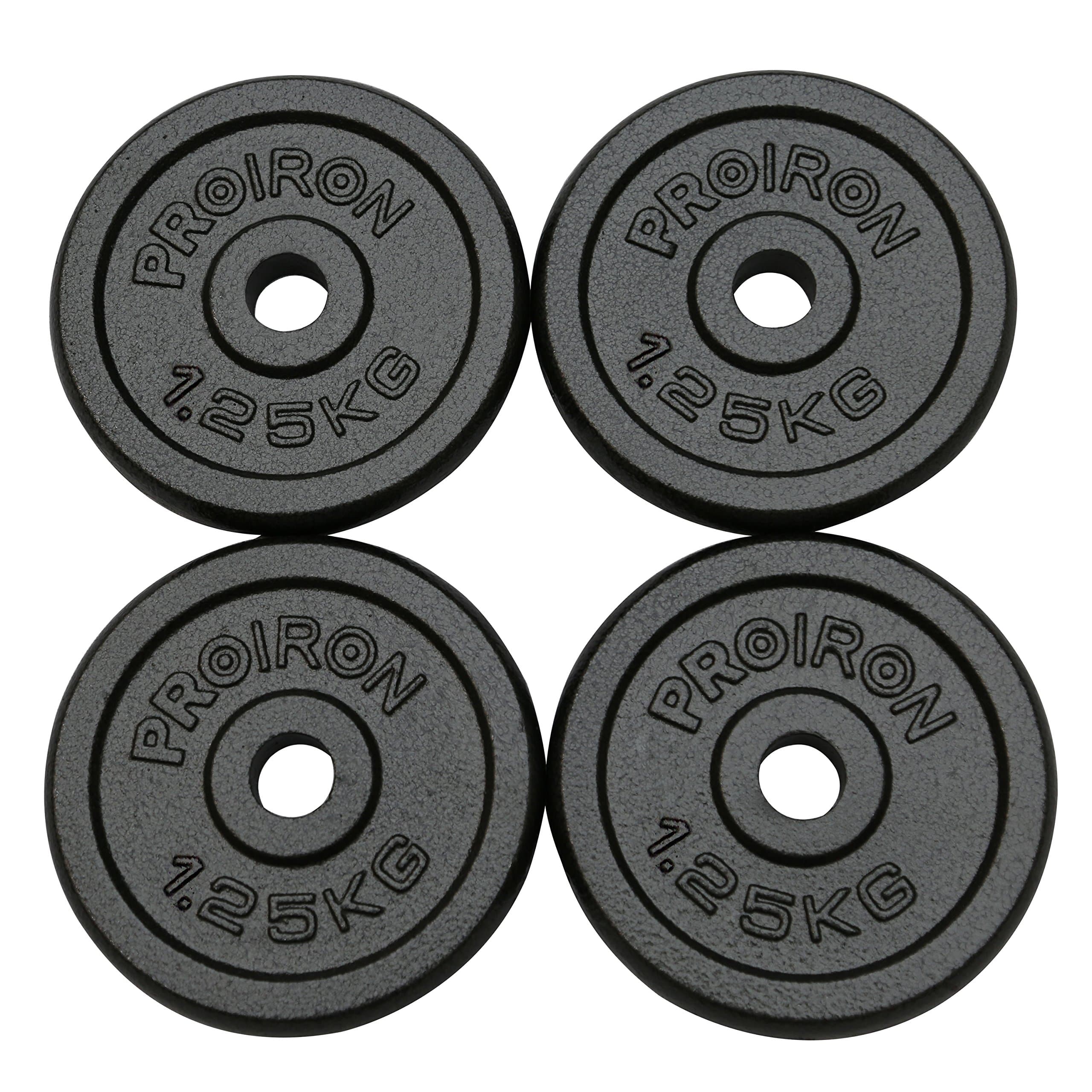 PROIRON Cast Iron Weight Plates 1 Inch Barbell Plates 1.25kg, 2.5kg, 5kg, 10kg Discs in Pair for Lifting and Strength Training, Weights Plates Set for 1’’ Bar