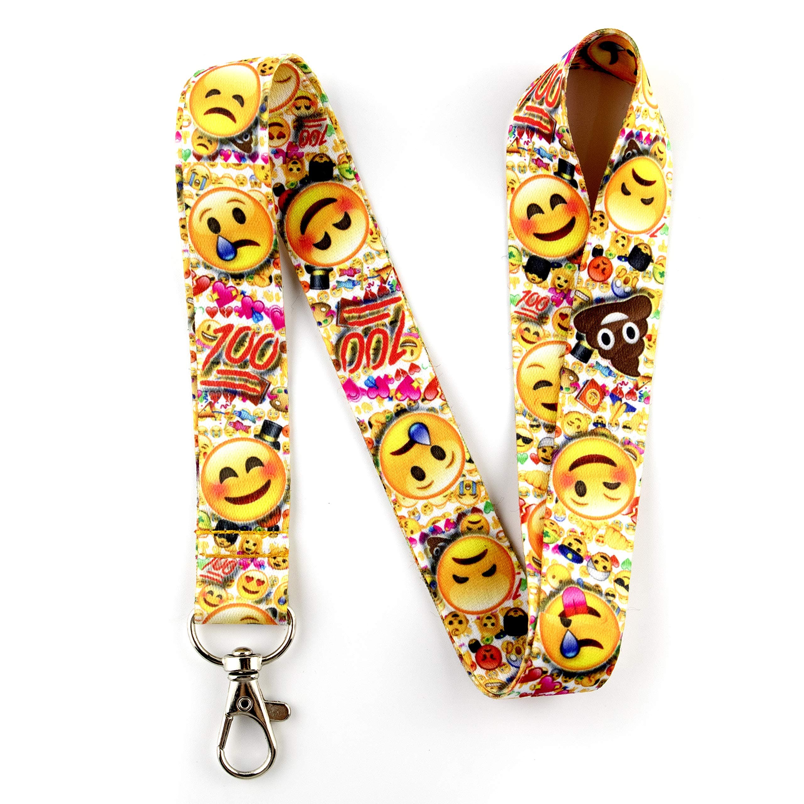 Emoji Smiley Face Lanyard Keychain - Emojis ID Lanyard for Keys Badges Fob Name Tag Whistle Passport - Emoticons ID Holder Keychain for Men Women Kids Teacher Nurse Gift, Emoji, M