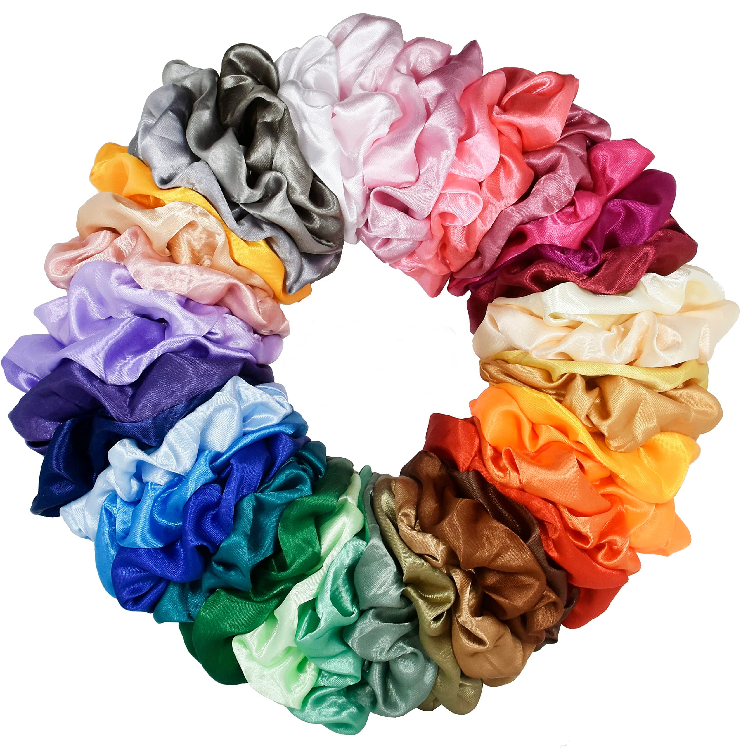 40 Pcs Hair Silk Scrunchies Satin Elastic Hair Bands Scrunchy Hair Ties Ropes Scrunchie for Women Girls Hair Accessories - 40 Assorted Colors Scrunchies