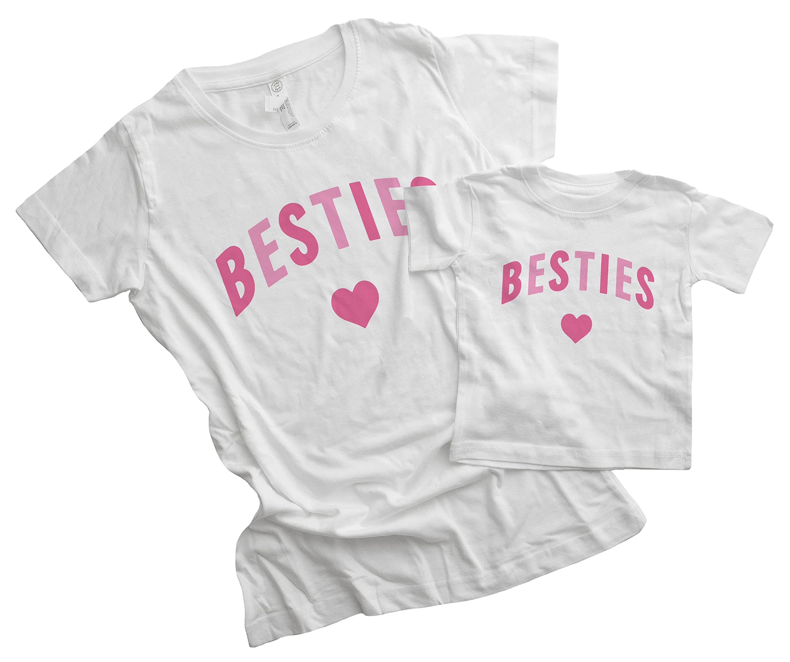 7 ate 9 ApparelValentine's Day Matching Mommy and Me Shirts - Besties Shirt - Mom and Mini Mother Daughter T-Shirts, White, M