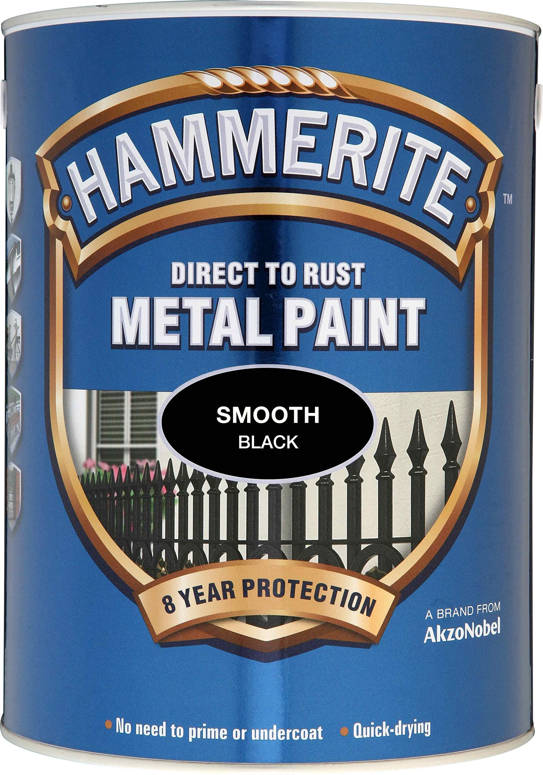 Black 5 Litre , Black 5 Litres : ICI 5084867 5L Hammerite Smooth Metal Paint - Black