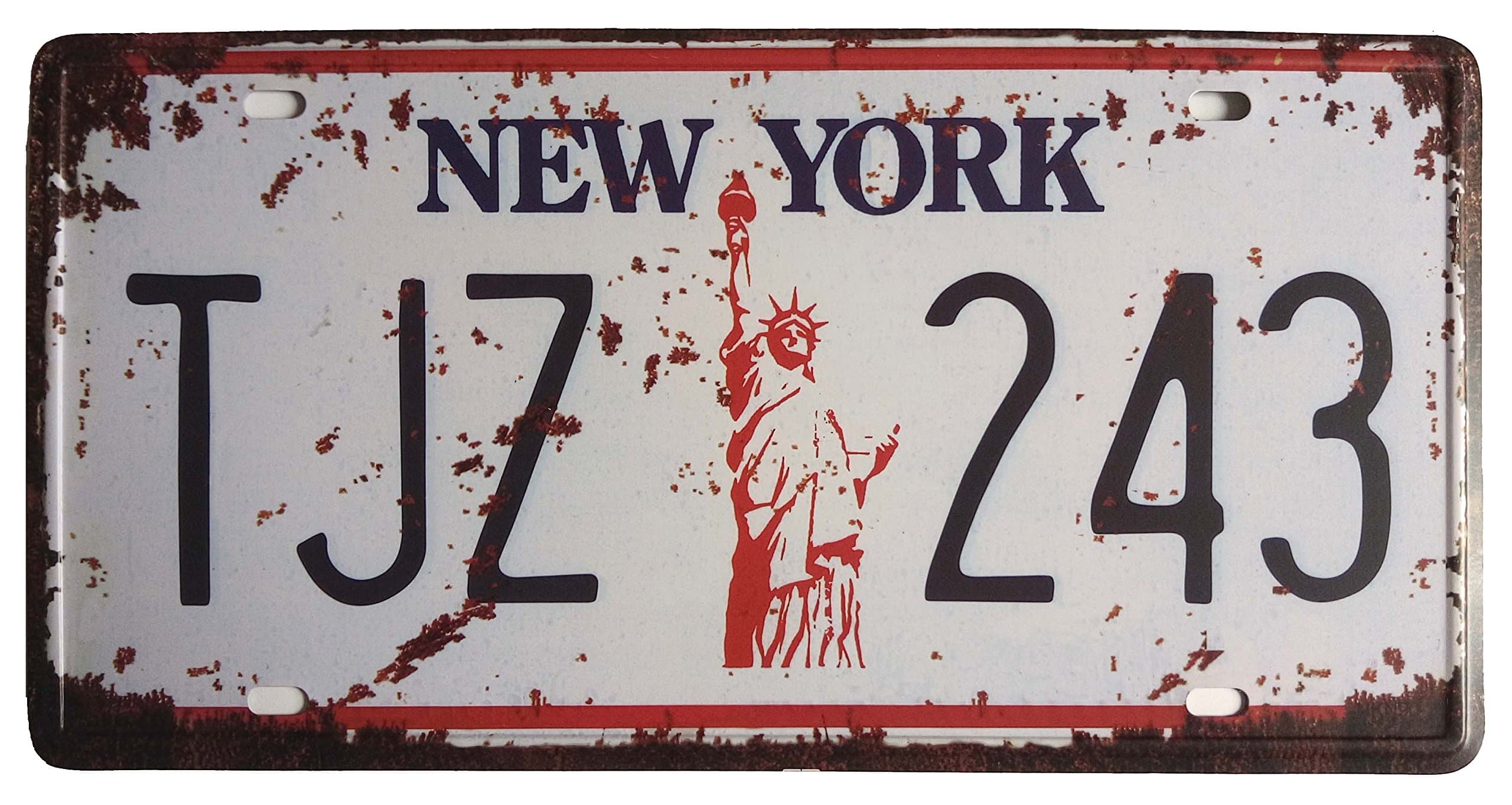 ERLOOD NEW YORK TJZ 243 Retro Vintage Auto License Plate Home Wall Decor Metal Tin Sign Plaque Embossed Tag Size 6 X 12