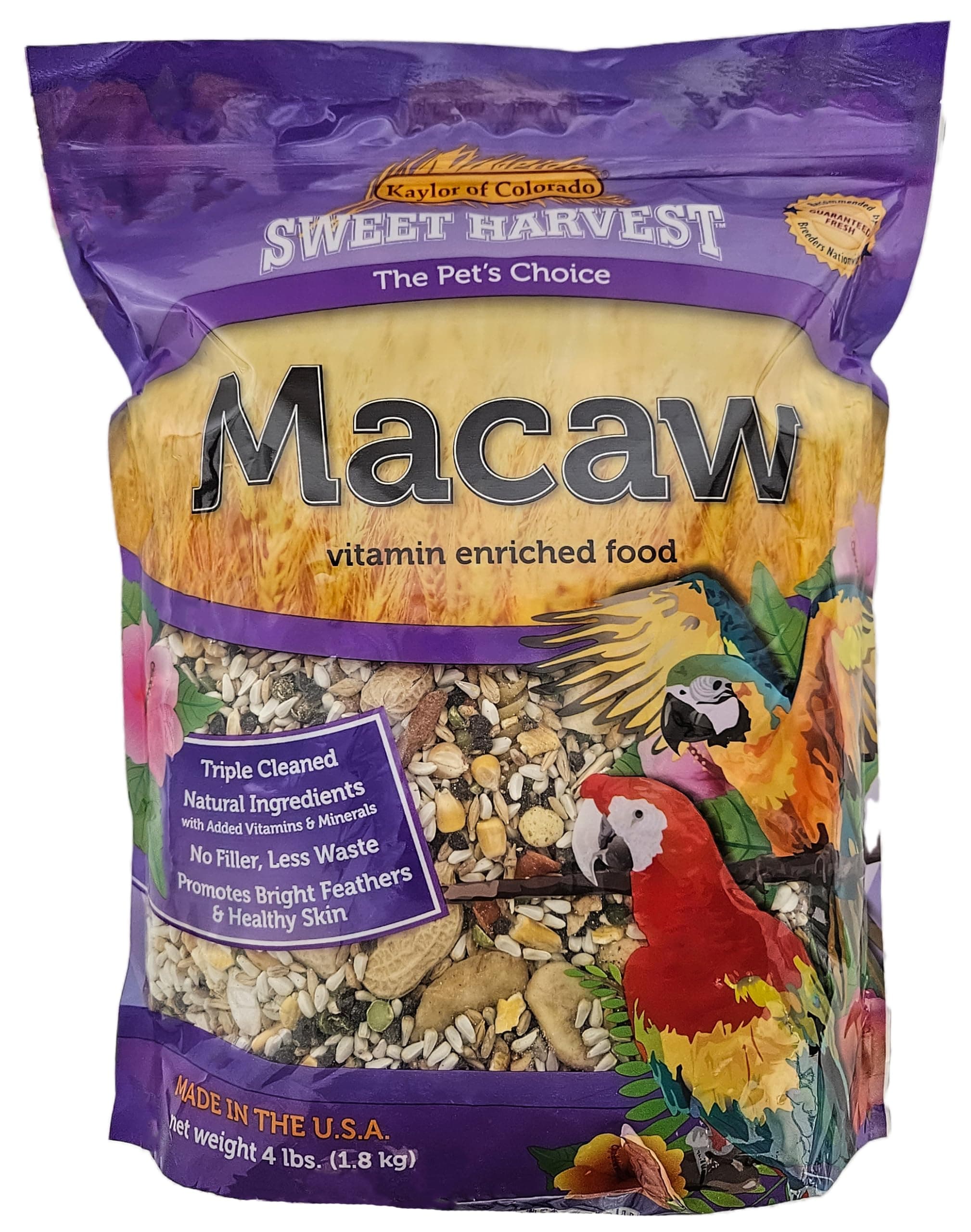 Macaw Bird Food, 4 lbs Bag - Seed Mix for Macaw Parrots