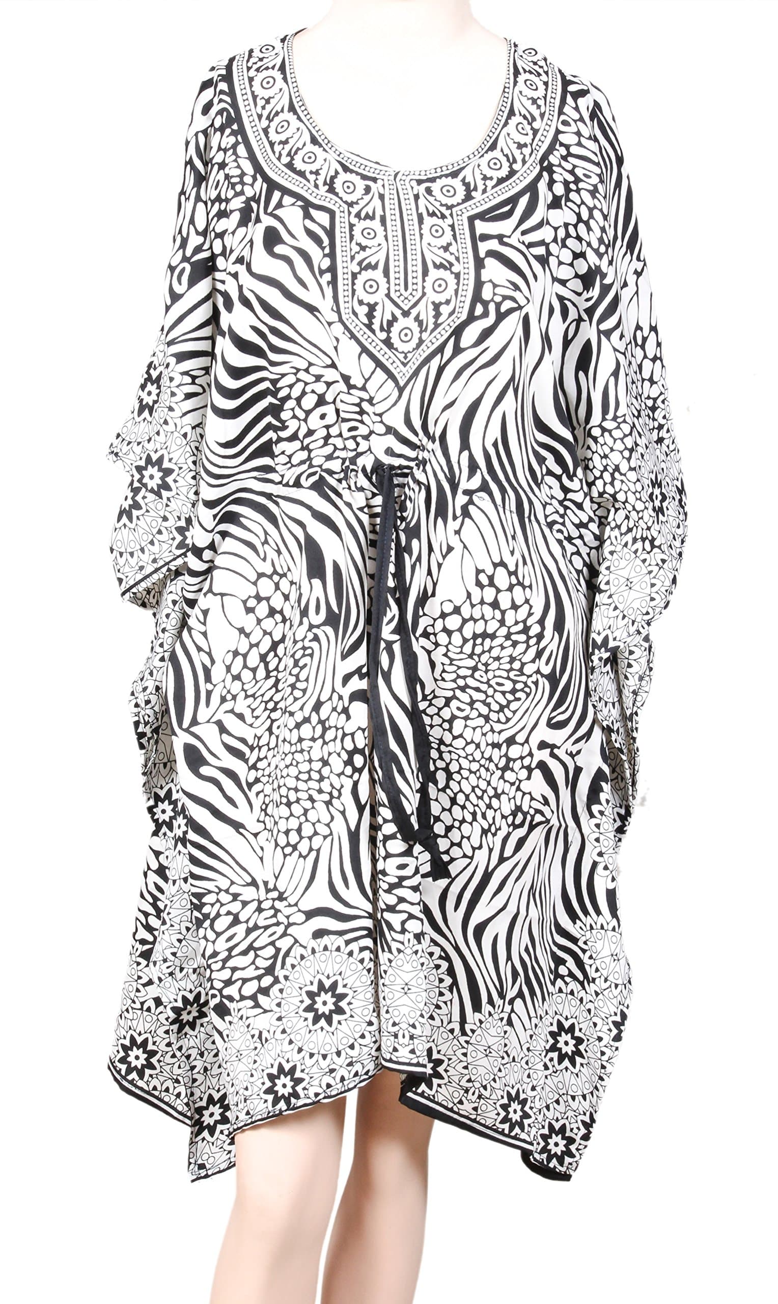 R J ASSOCIATES Tribal Ethnic Print Short Kaftan Plus Size