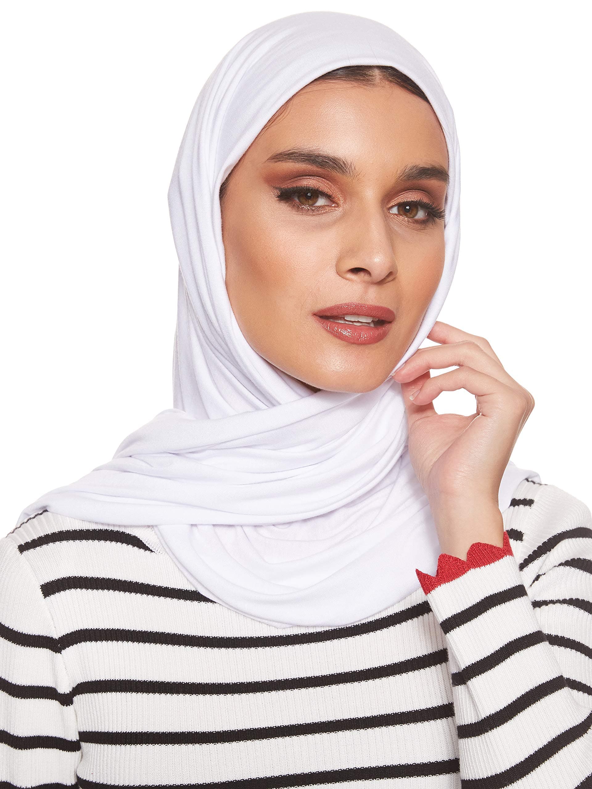 Jersey Stretch Shailah Hijab Muslim Scarf, One Size - 65 x 165cm, White