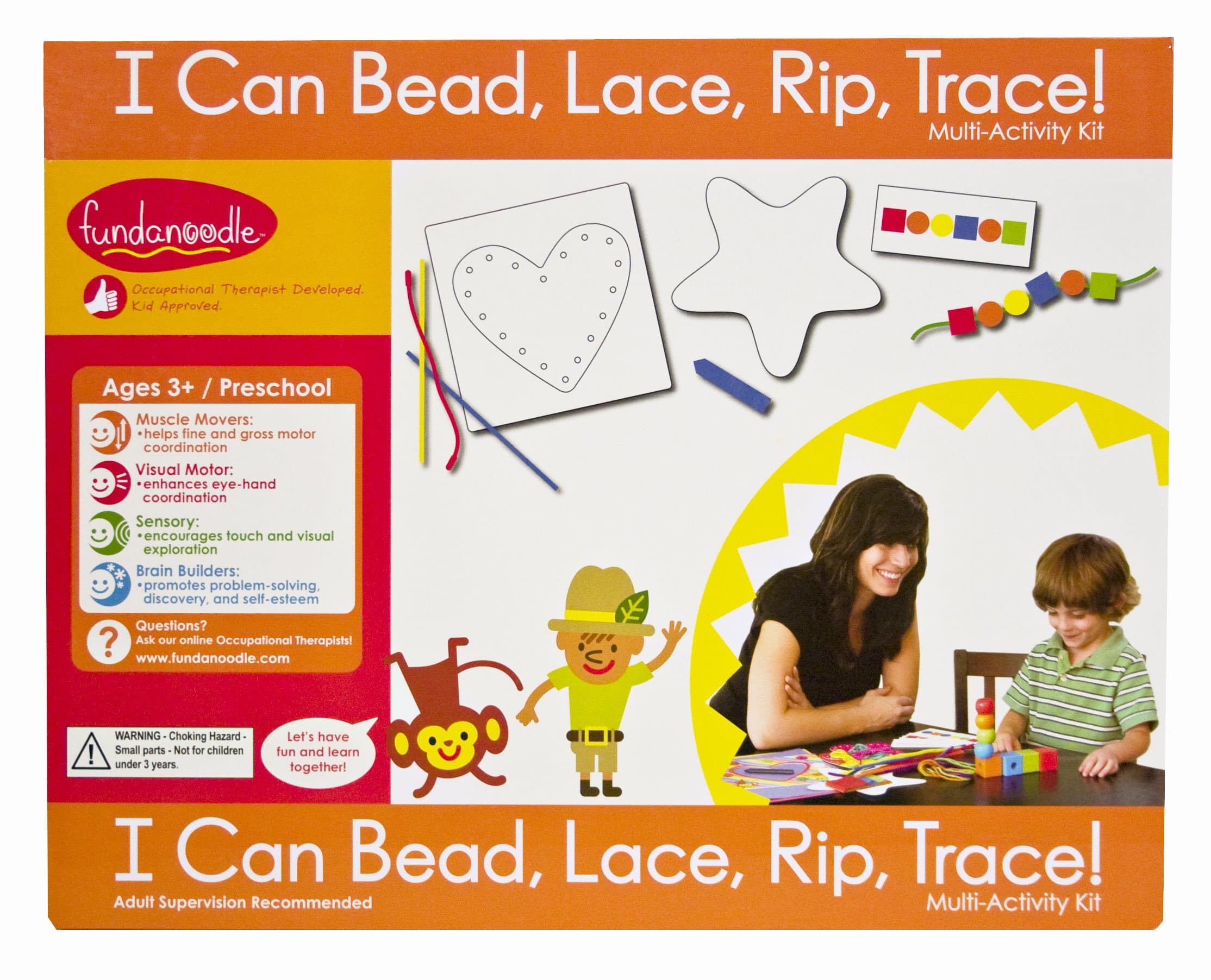 Fundanoodle I Can Bead, Lace, Rip, Trace Multi-Activity Kit, Ages 3 and Up (15253)