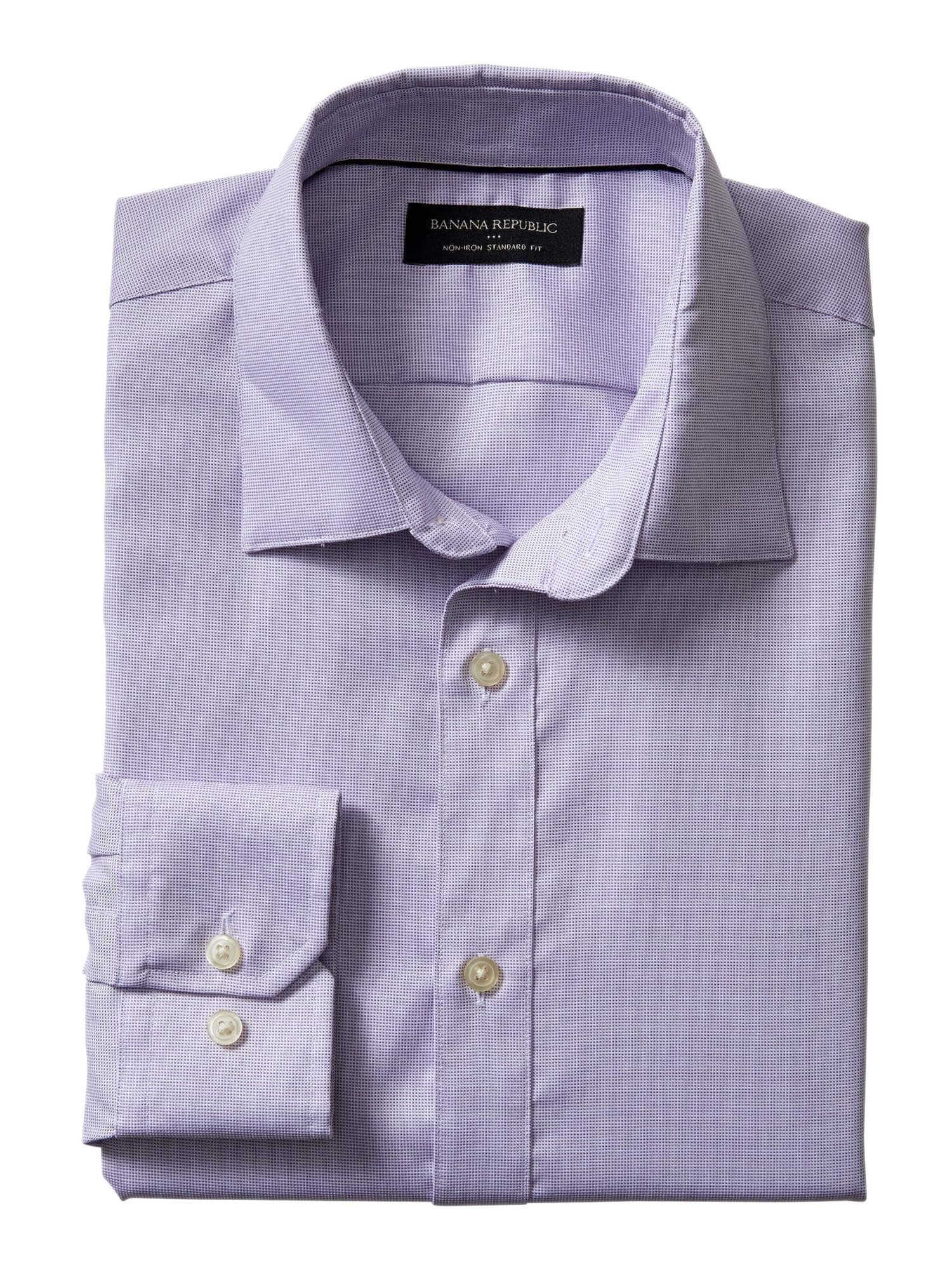 Banana Reublic Mens Slim-Fit Non-Iron Purple Shirt